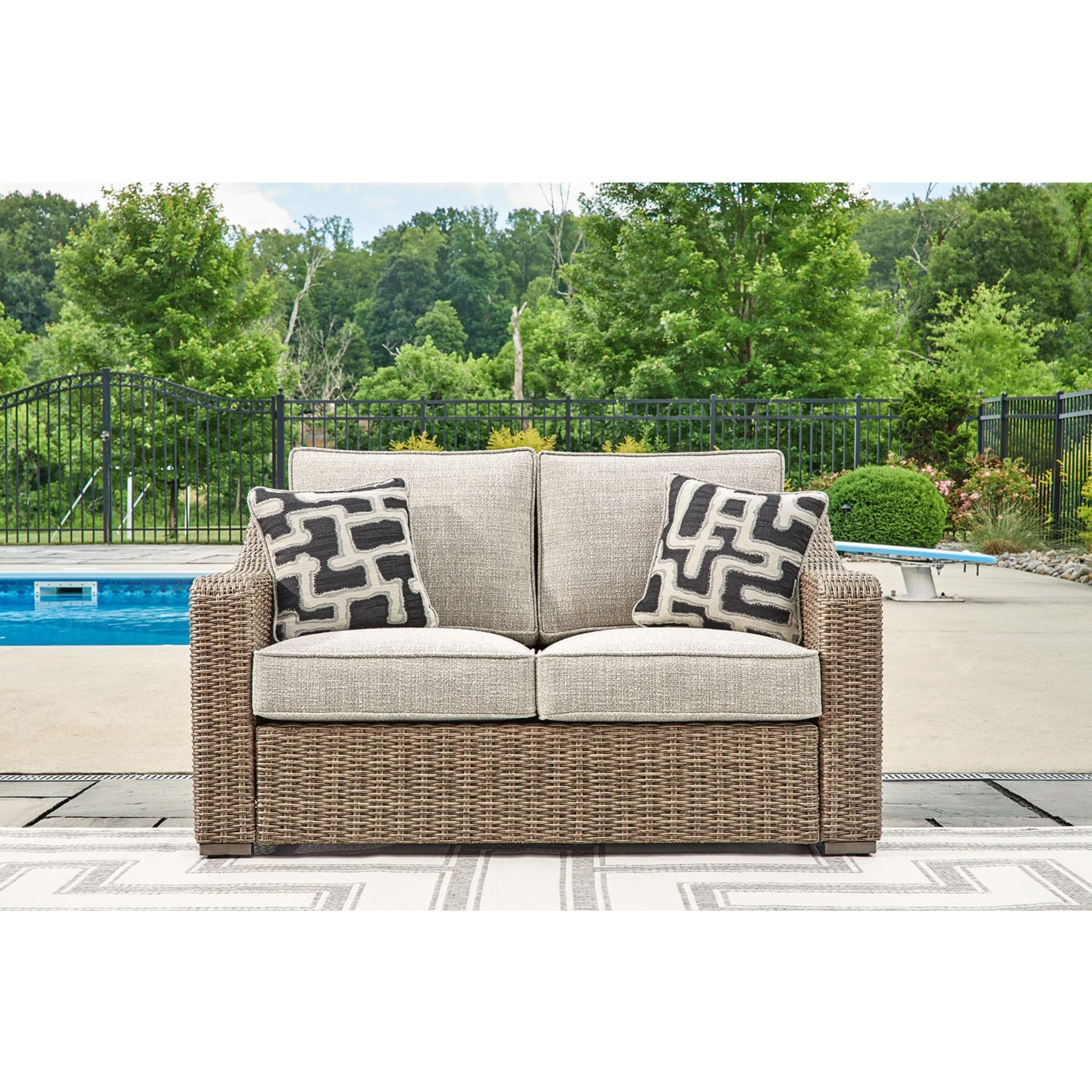 Beachcroft Outdoor Loveseat with Cushion - Beige - Image 2
