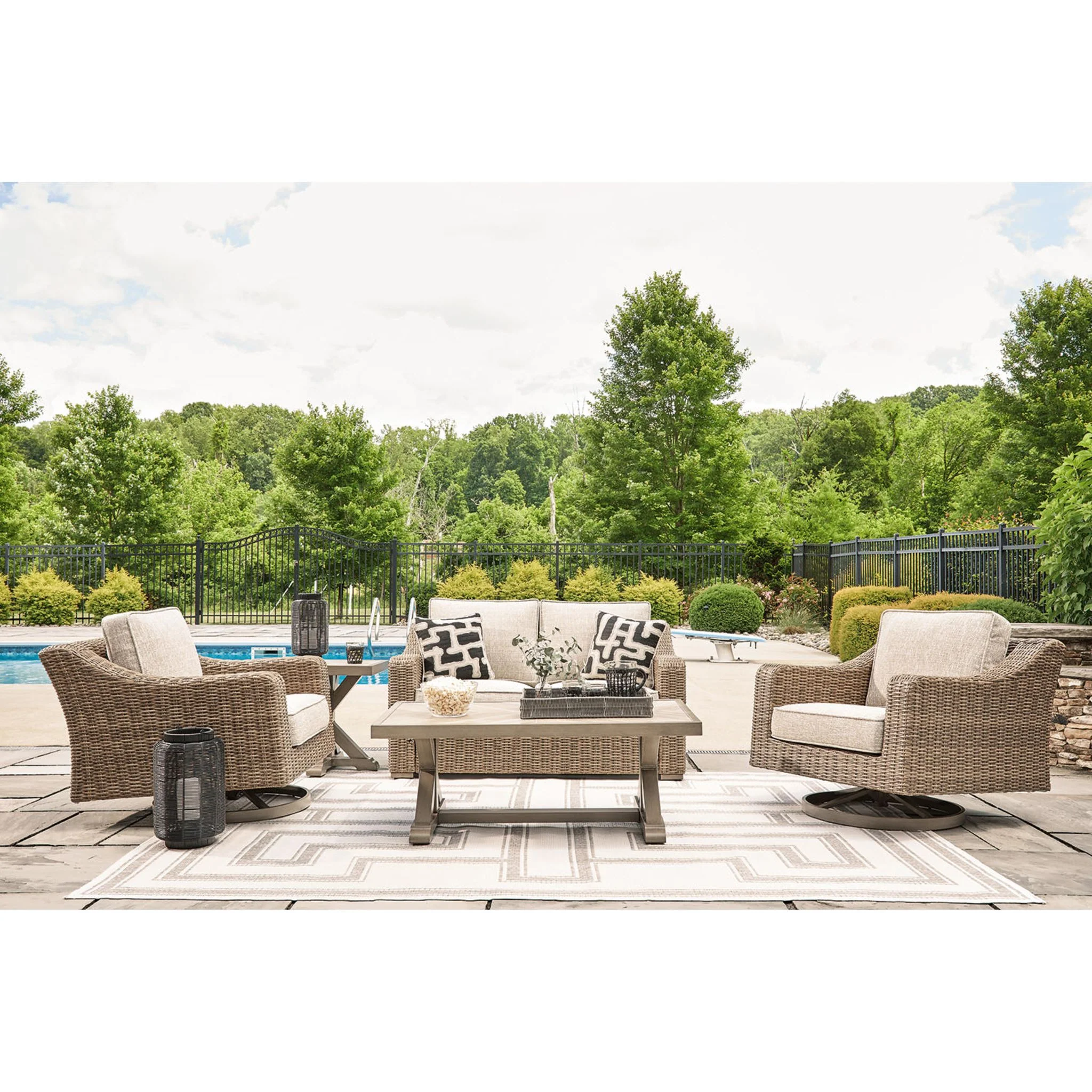 Beachcroft Outdoor Loveseat with Cushion - Beige - Image 4