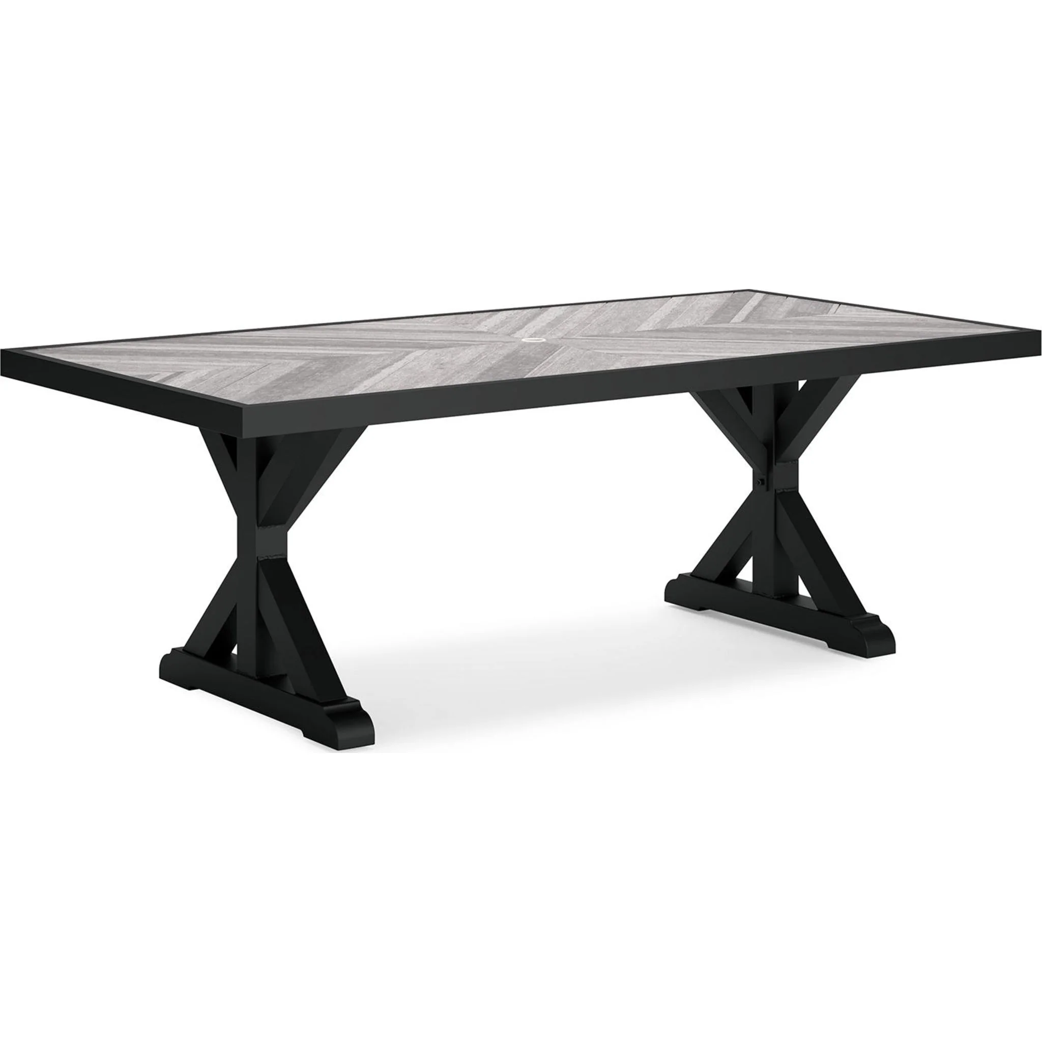 Beachcroft Outdoor Rectangle Dining Table - Black/Light Gray