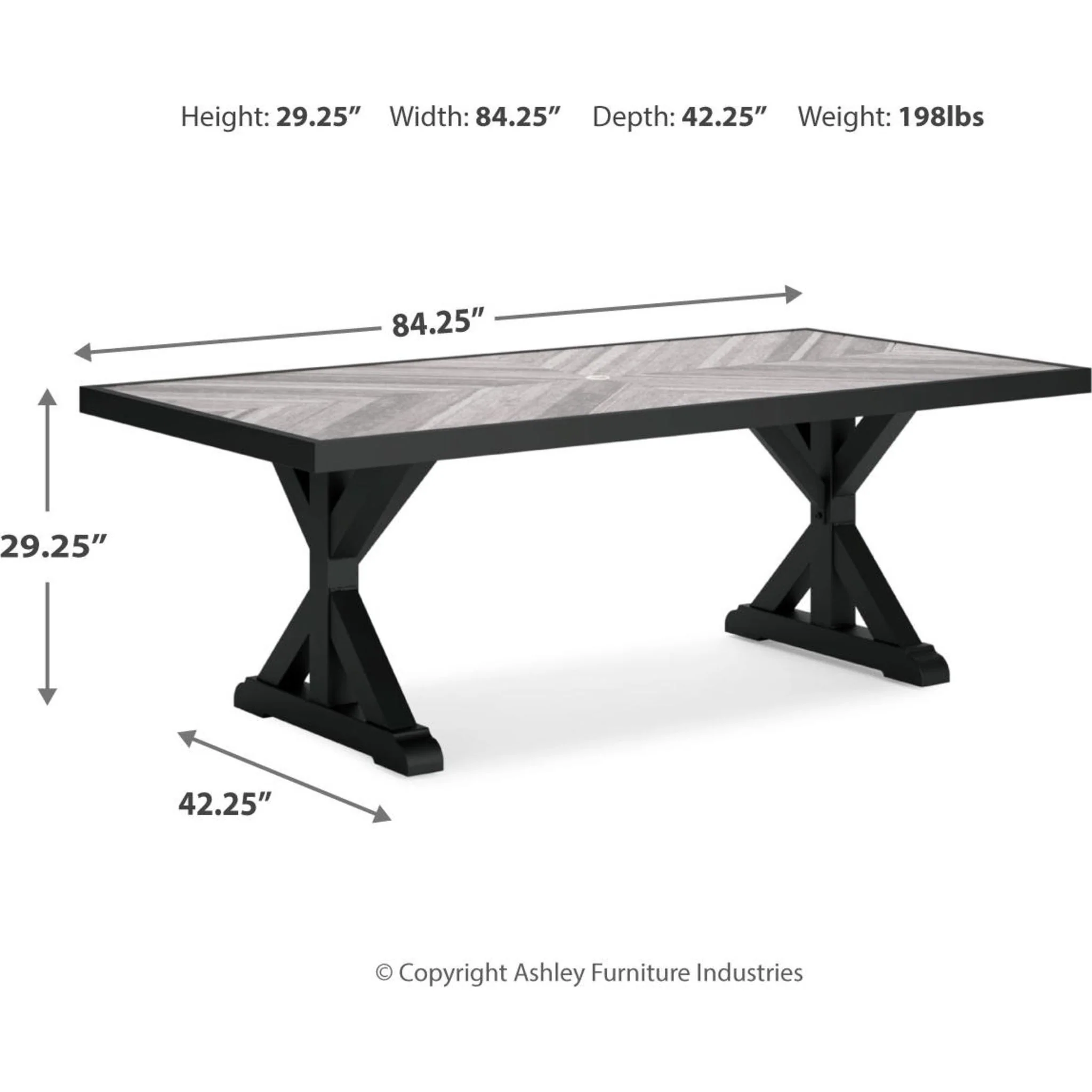 Beachcroft Outdoor Rectangle Dining Table - Black/Light Gray - Image 3