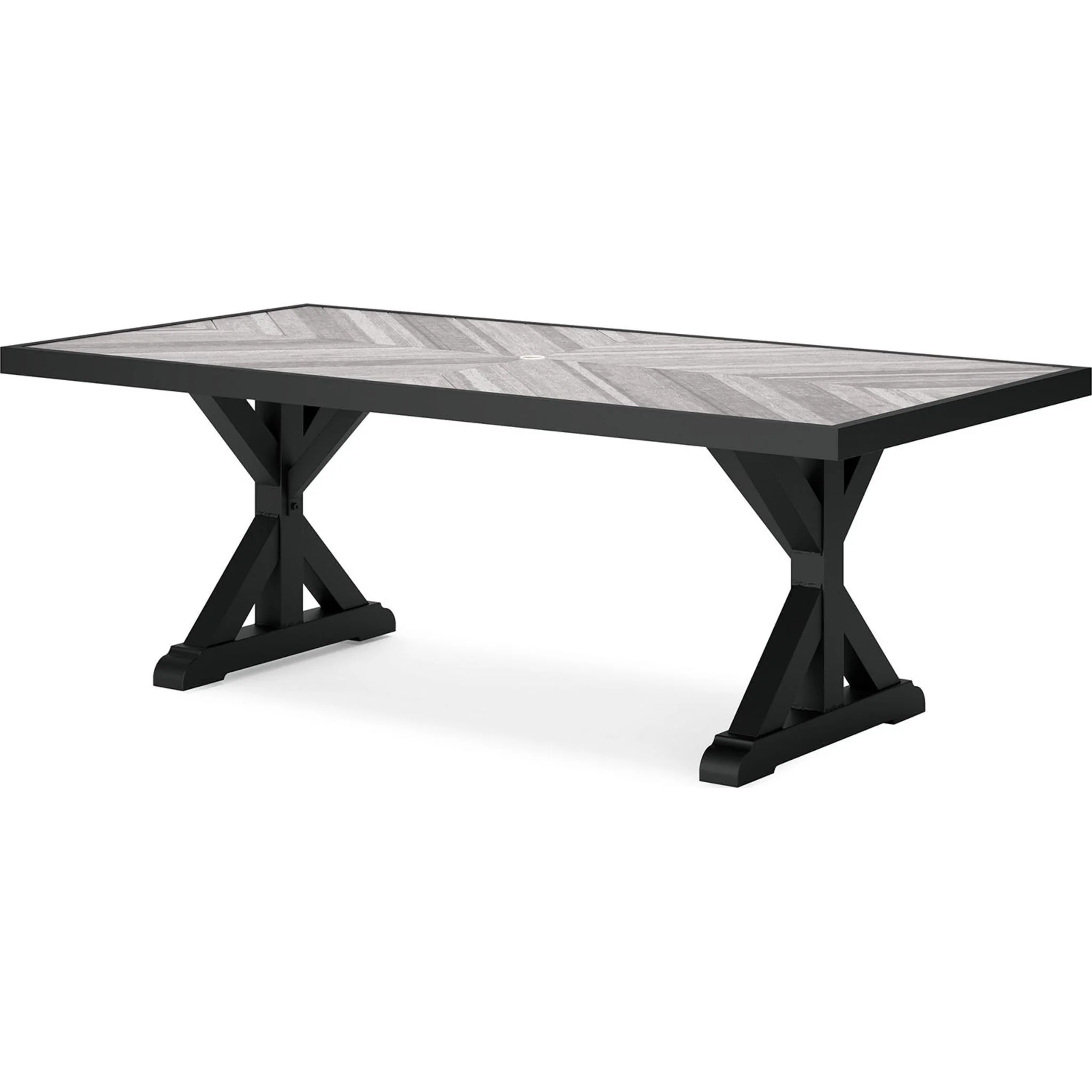 Beachcroft Outdoor Rectangle Dining Table - Black/Light Gray - Image 5