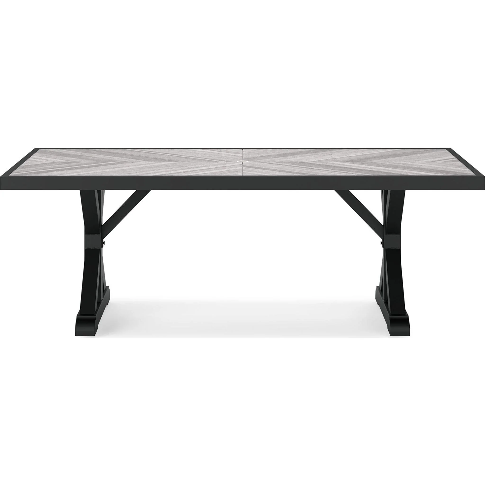 Beachcroft Outdoor Rectangle Dining Table - Black/Light Gray - Image 6
