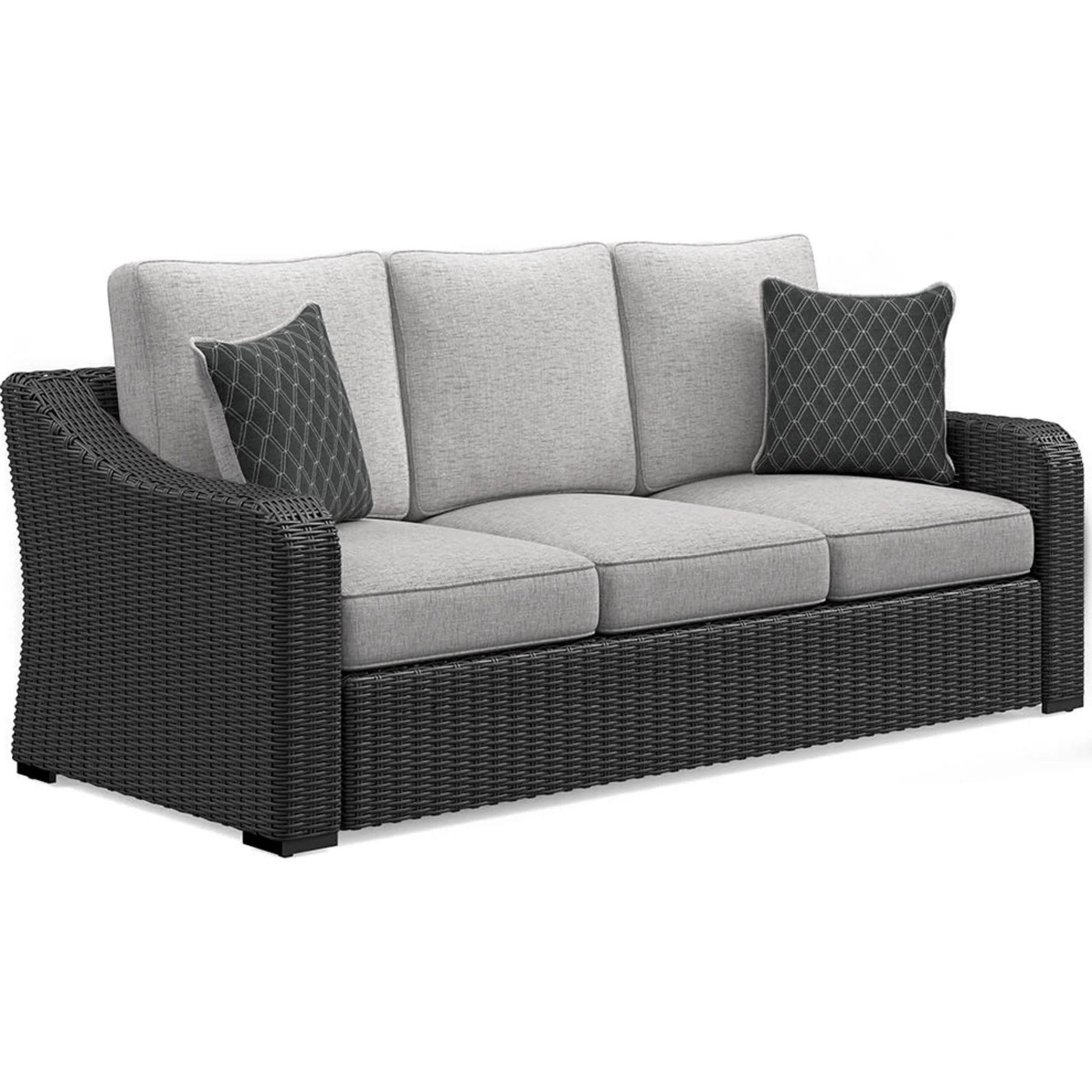 Beachcroft Outdoor Sofa with Cushion - Black/Light Gray - Image 3