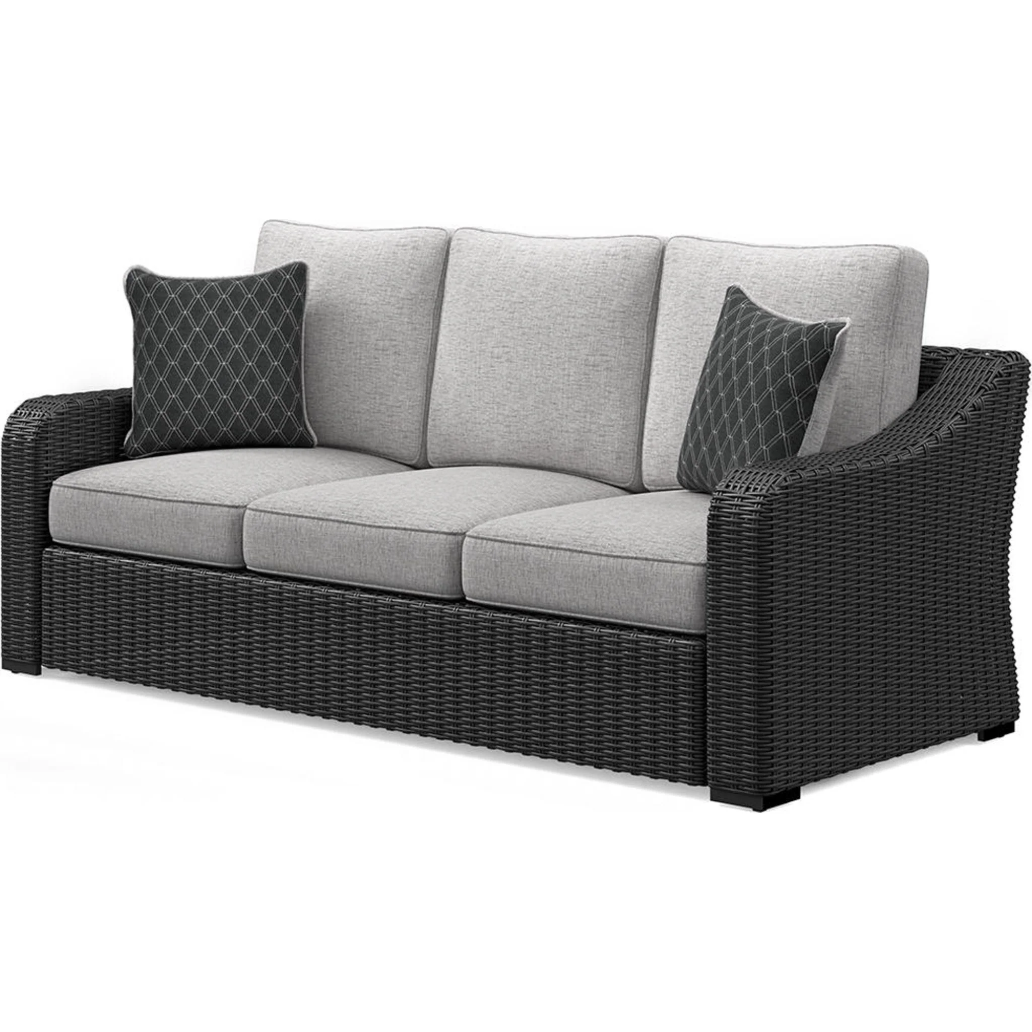 Beachcroft Outdoor Sofa with Cushion - Black/Light Gray - Image 6
