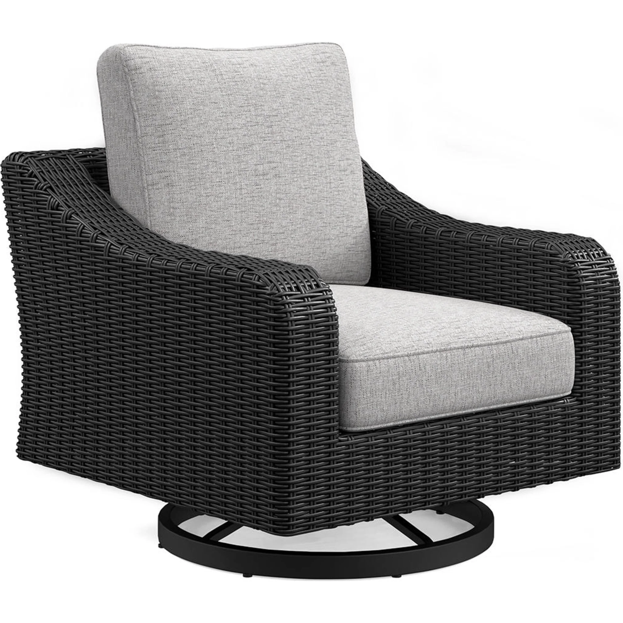 Beachcroft Outdoor Swivel Lounge Chair with Cushion - Black/Light Gray