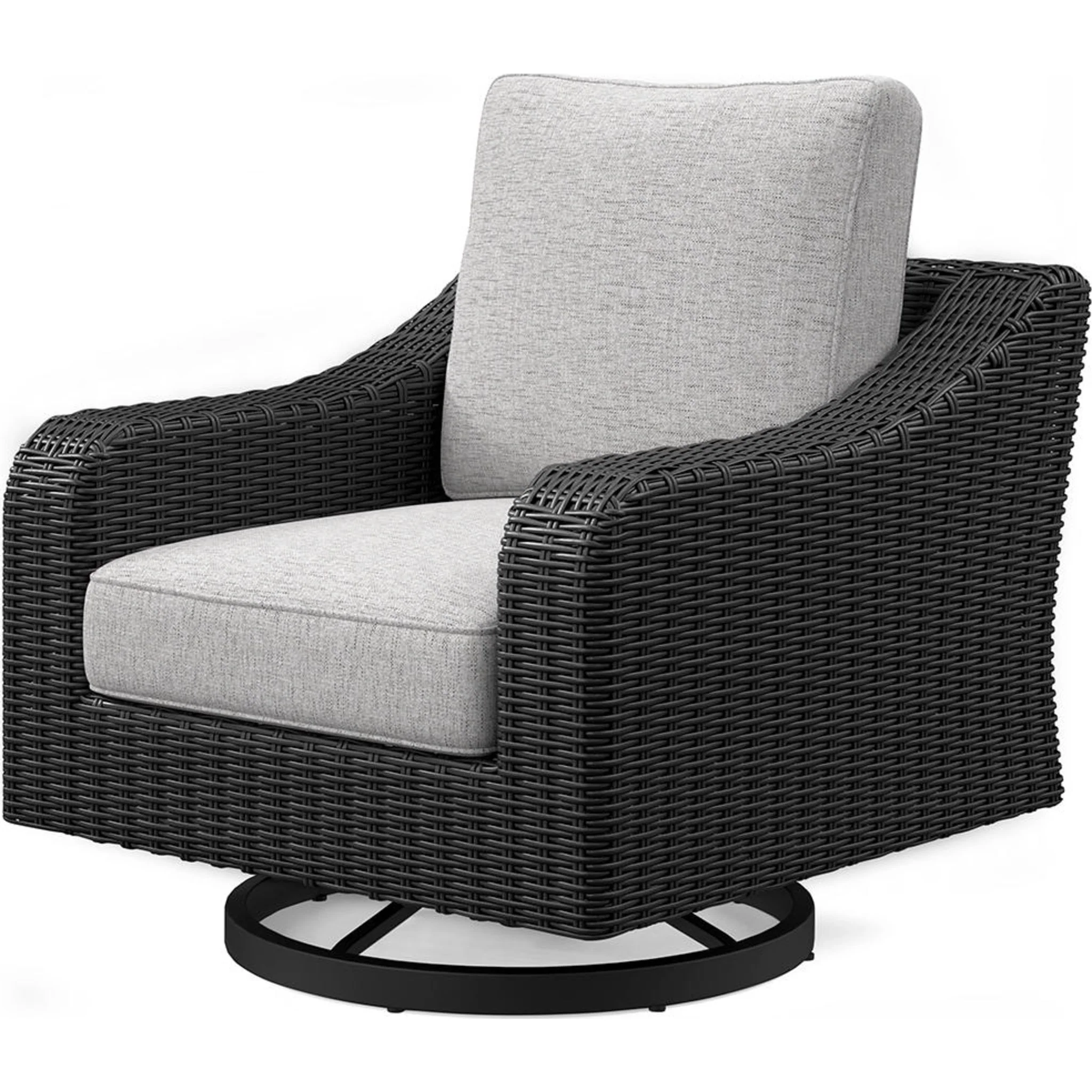 Beachcroft Outdoor Swivel Lounge Chair with Cushion - Black/Light Gray - Image 25
