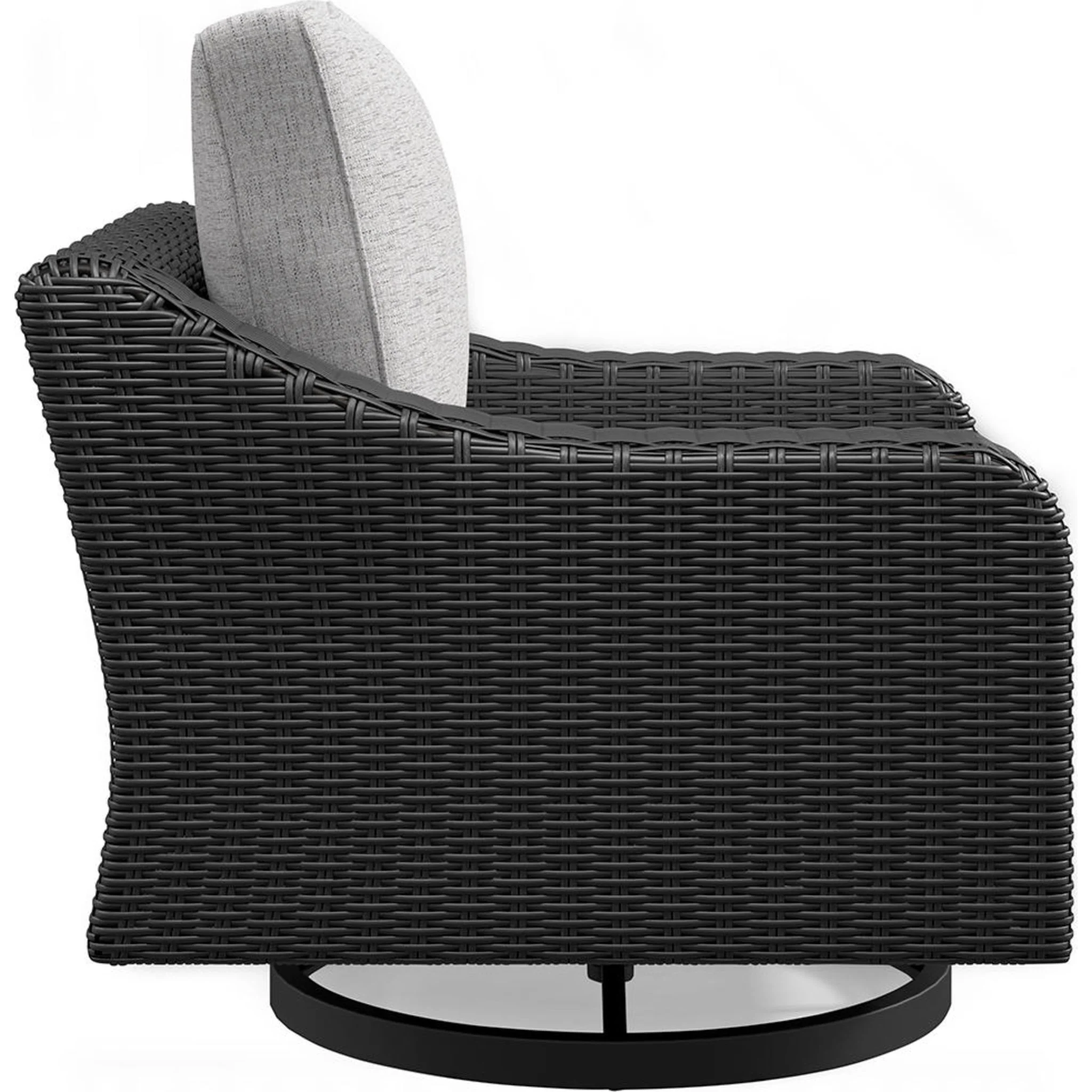 Beachcroft Outdoor Swivel Lounge Chair with Cushion - Black/Light Gray - Image 43