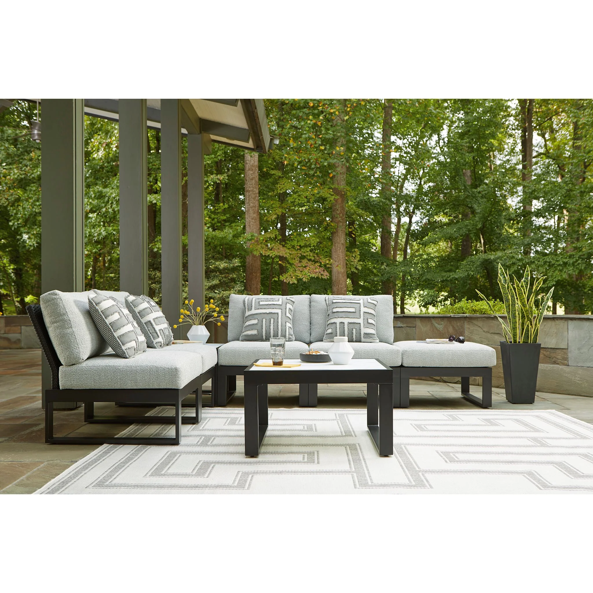 Beachloft 3 Piece Outdoor Modular Seating - Black/Gray - Image 10