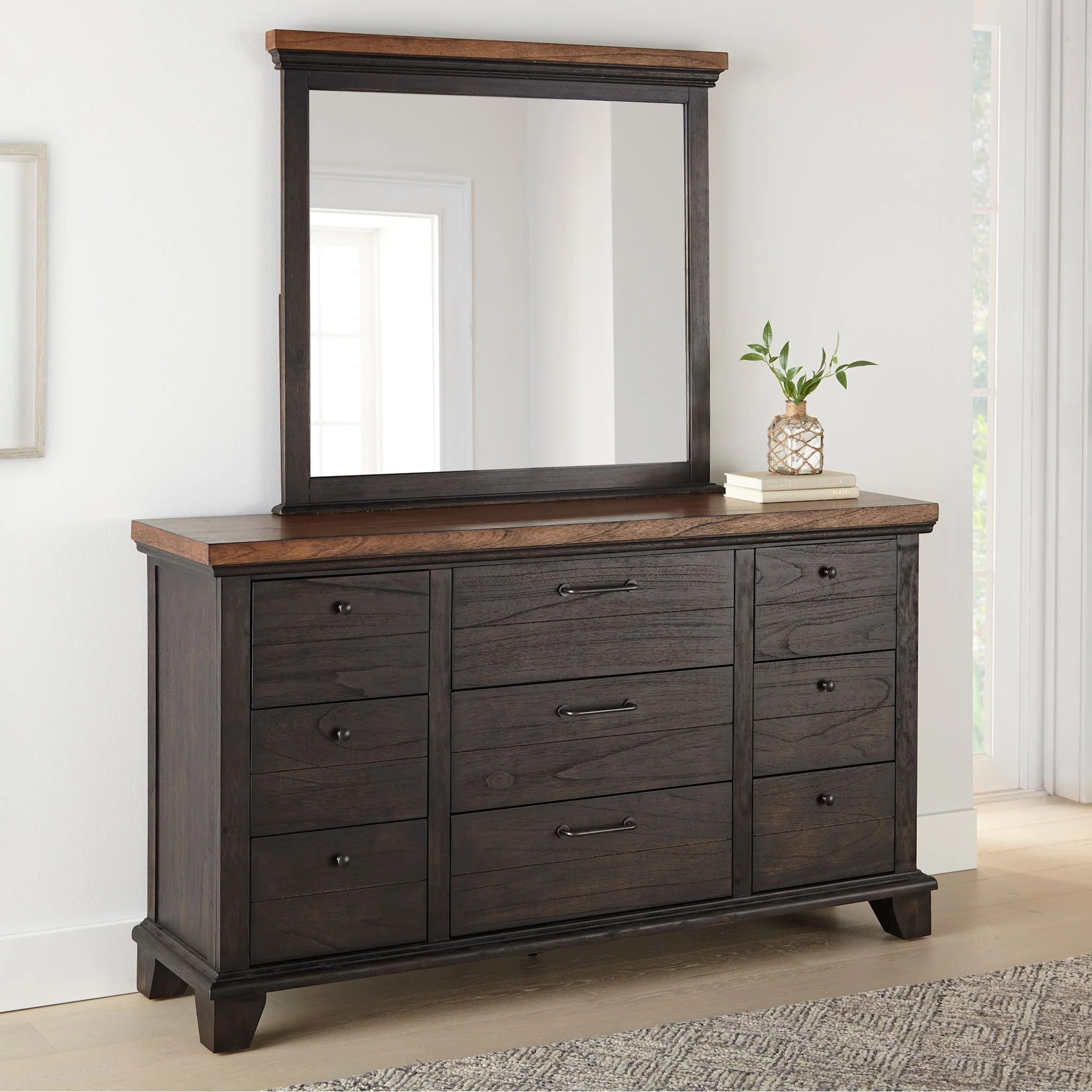 Bear Creek Dresser and Mirror - Chocolate/Honey-Smoke - Image 2