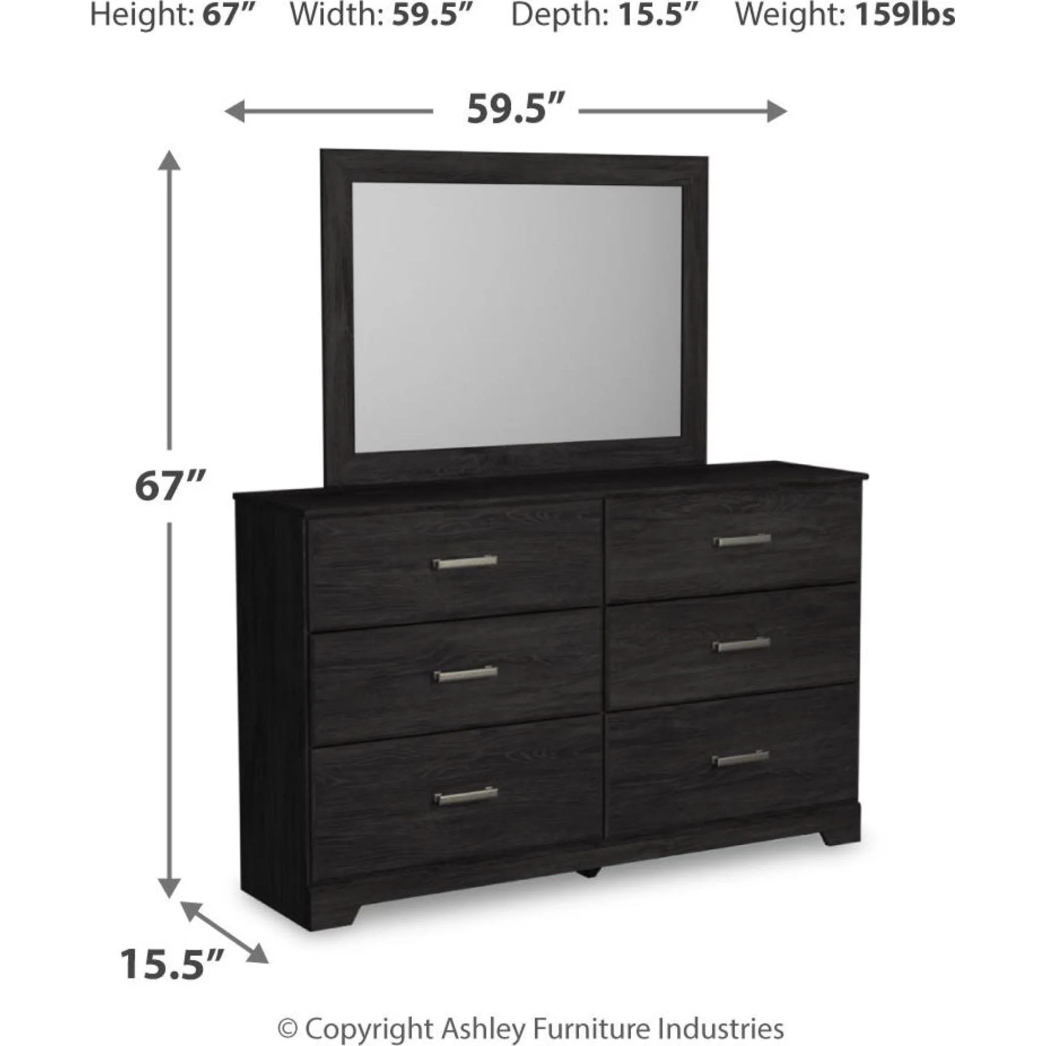 Belachime Dresser and Mirror - Black - Image 9