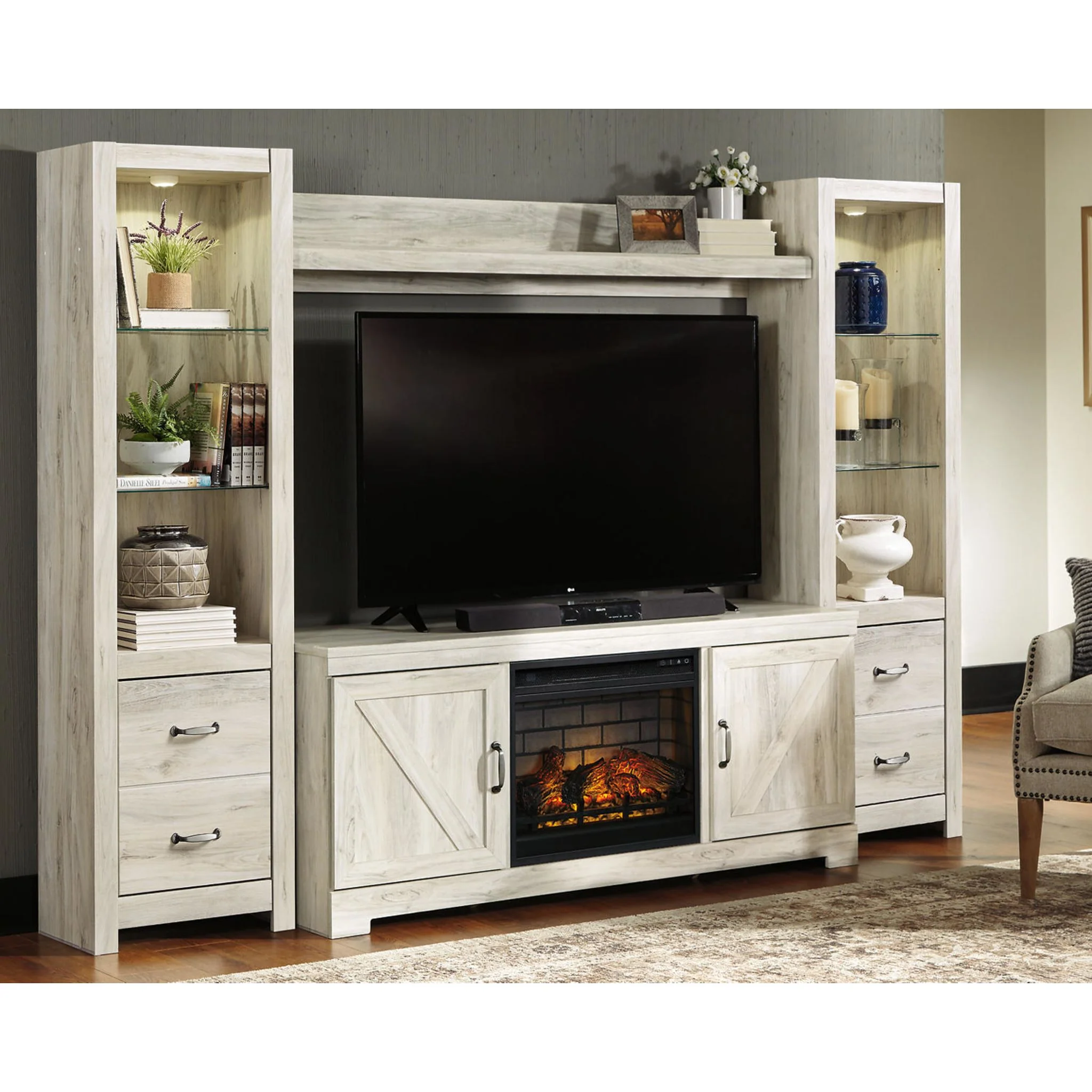 Bellaby 5 Piece Entertainment Unit - Whitewash - Image 10