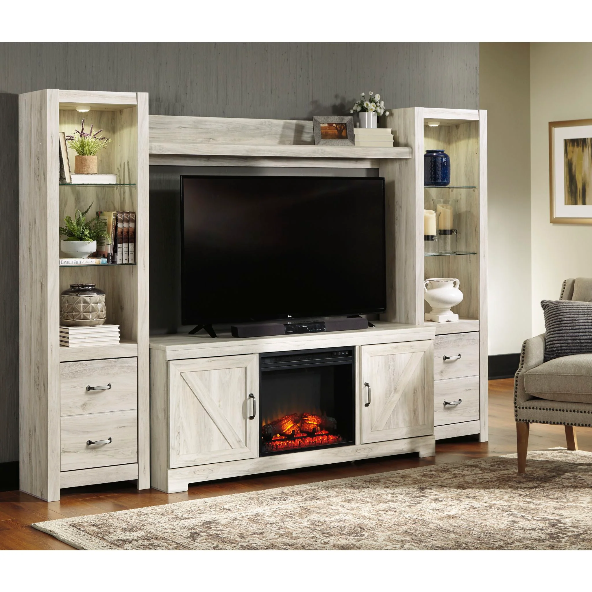 Bellaby 5 Piece Entertainment Unit - Whitewash - Image 21