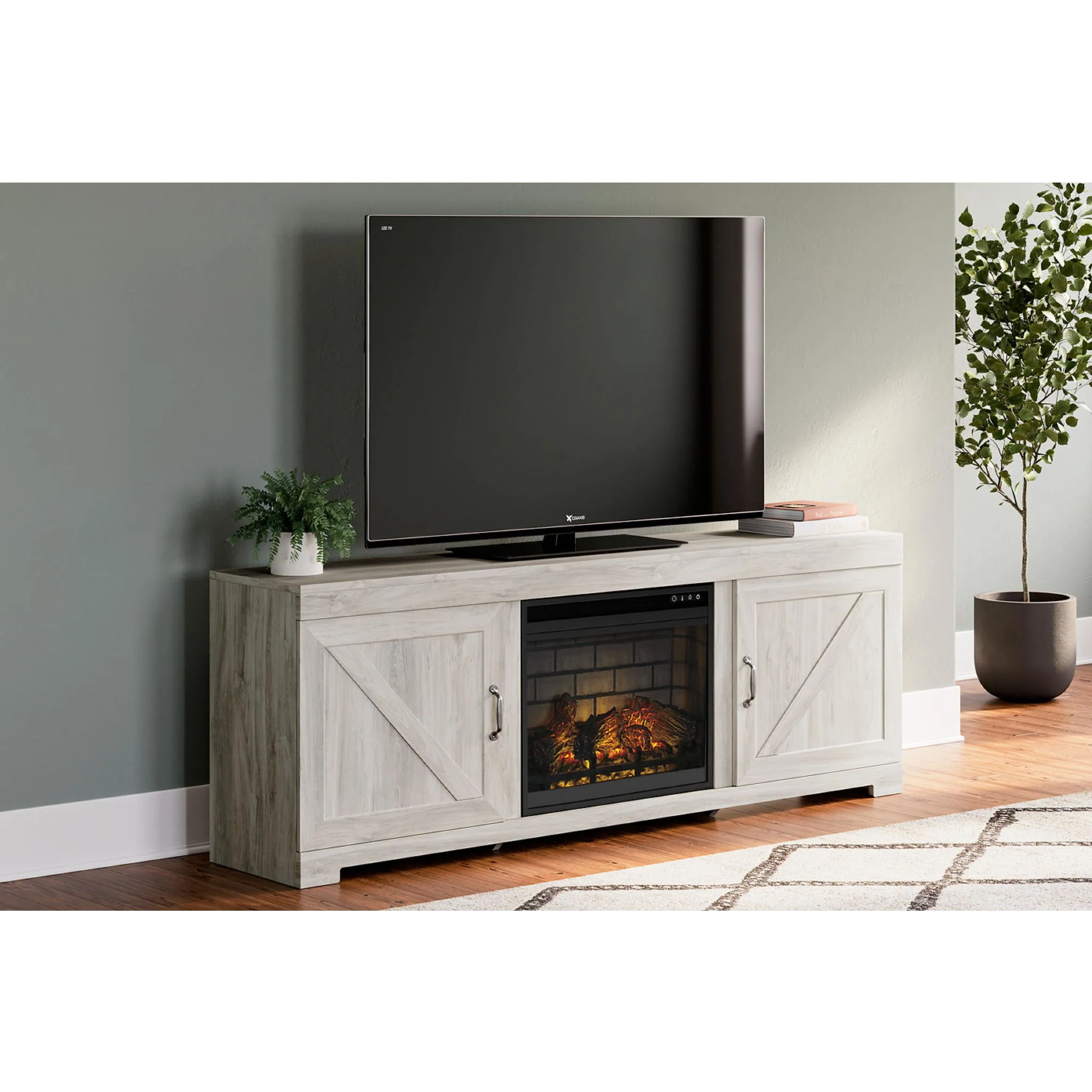 Bellaby TV Stand with Fireplace - Whitewash - Image 6