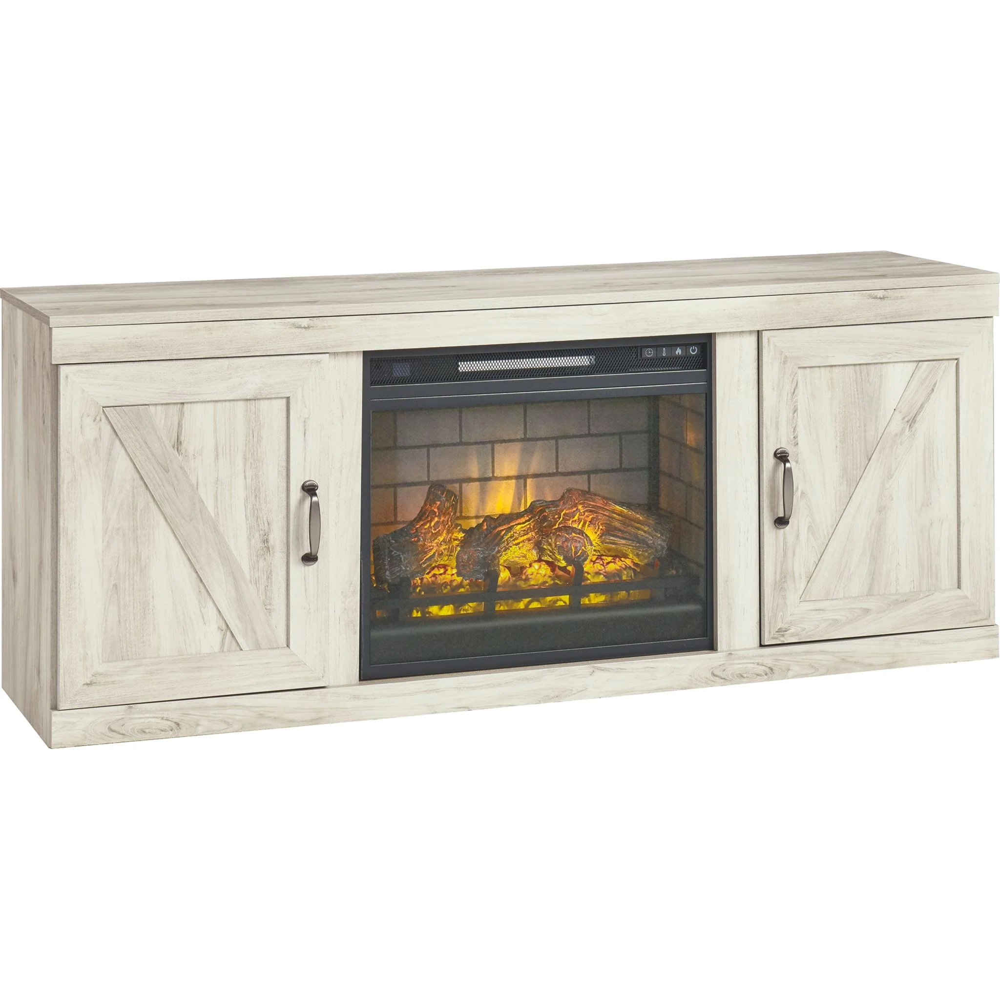 Bellaby TV Stand with Fireplace - Whitewash
