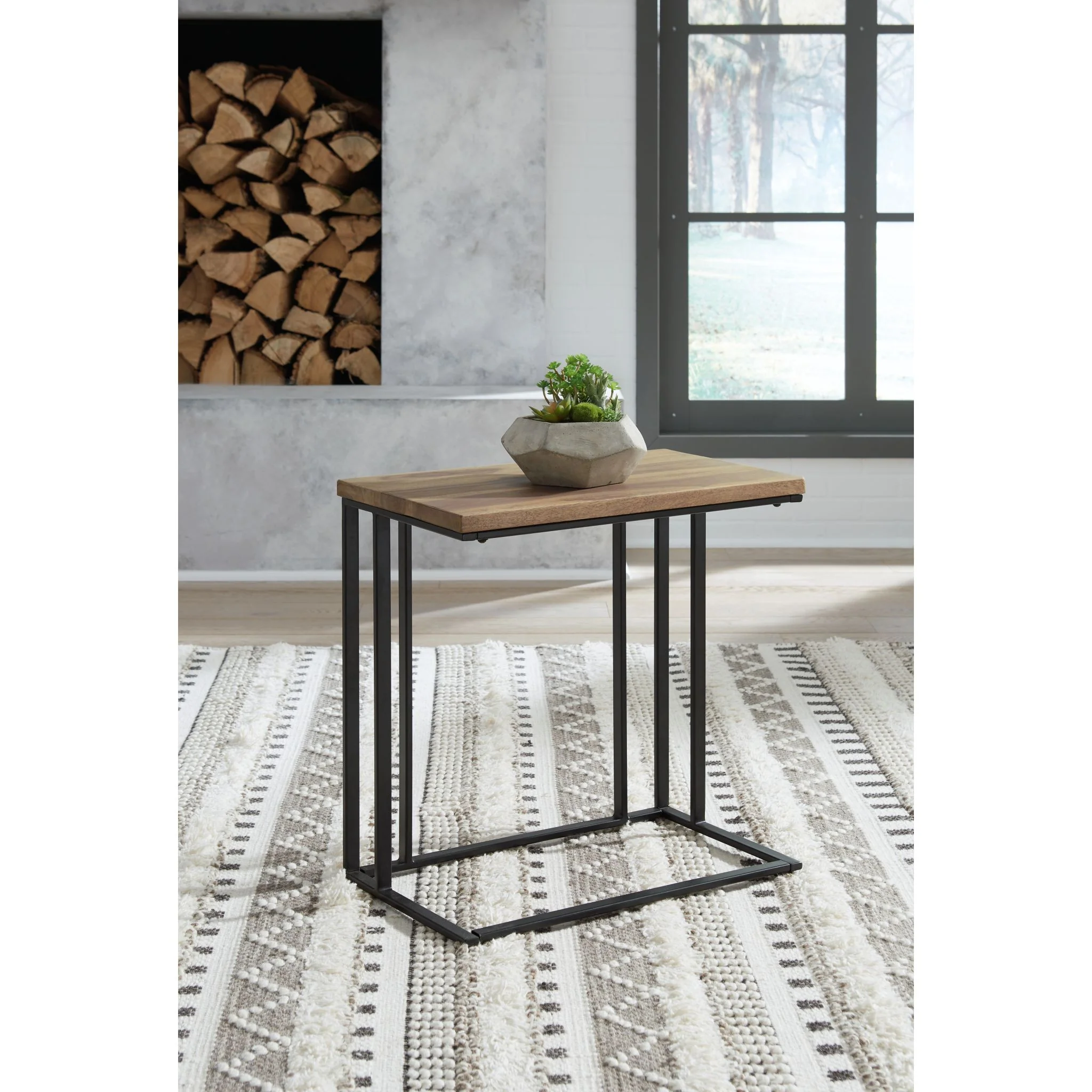 Bellwick Chair Side End Table - Natural/Black - Image 2