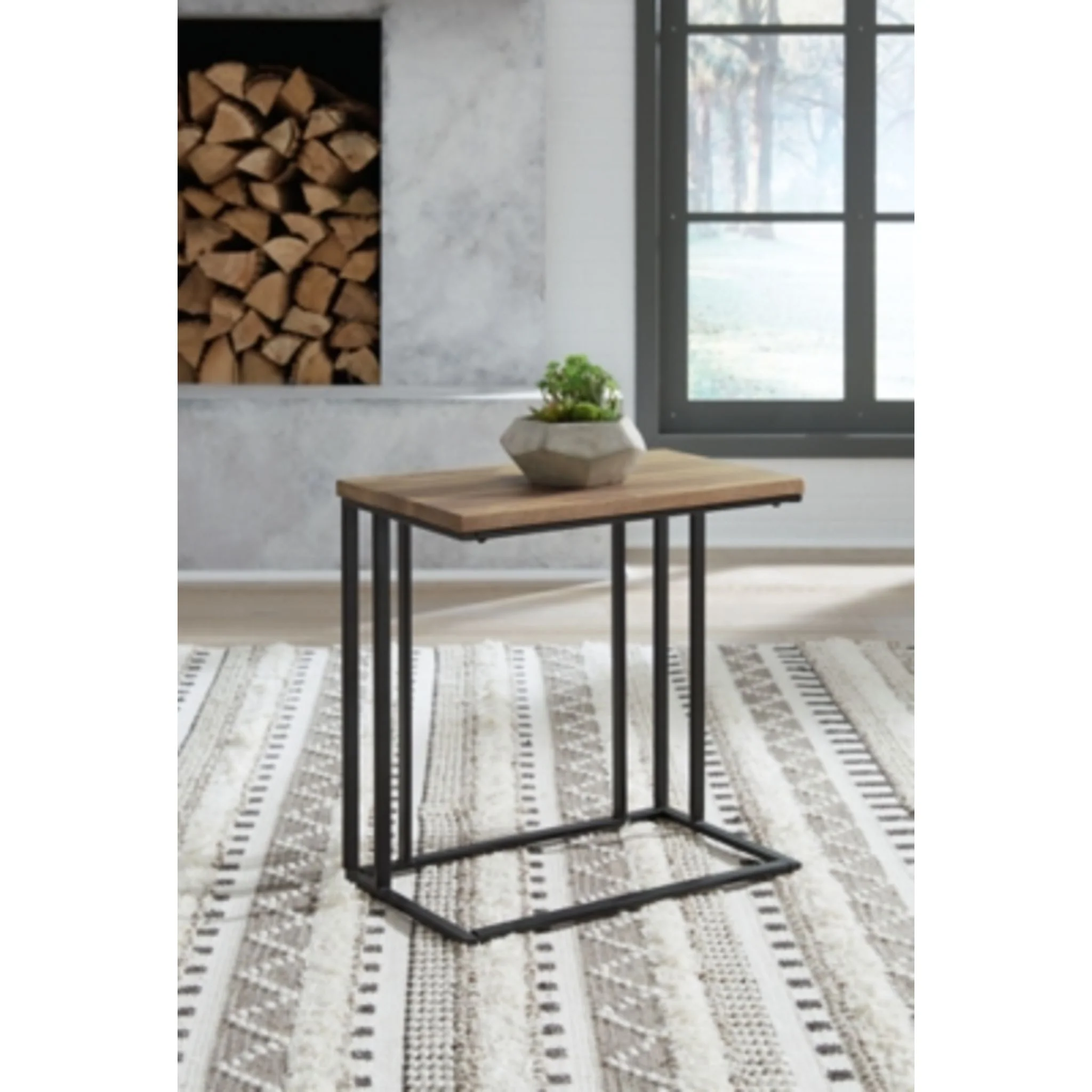 Bellwick Chair Side End Table - Natural/Black - Image 8
