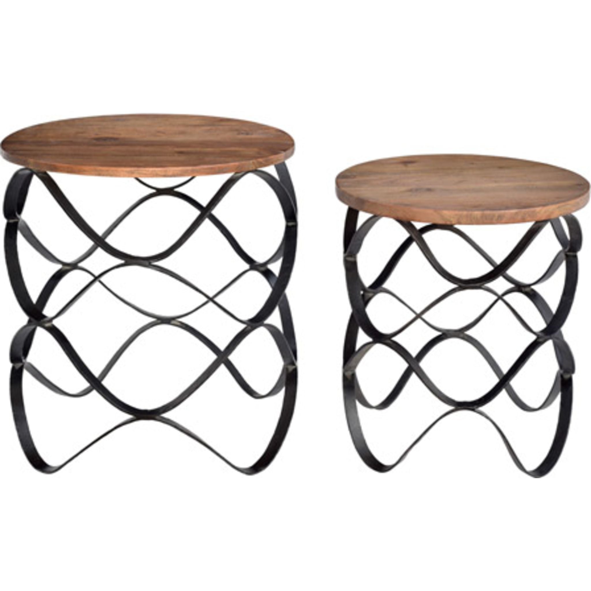 Bengal Wavy Nesting Table - Cherry/Black