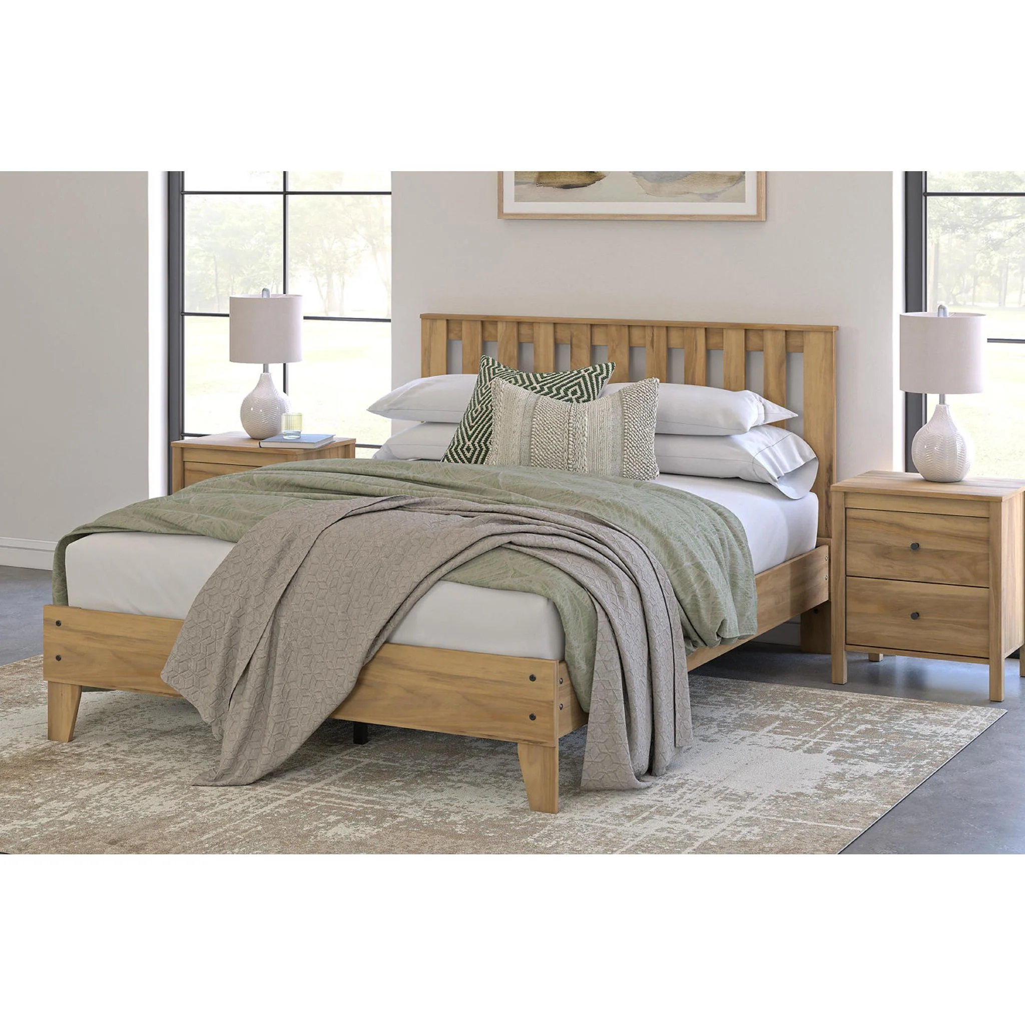 Bermacy Queen Platform Bed - Light Brown - Image 8