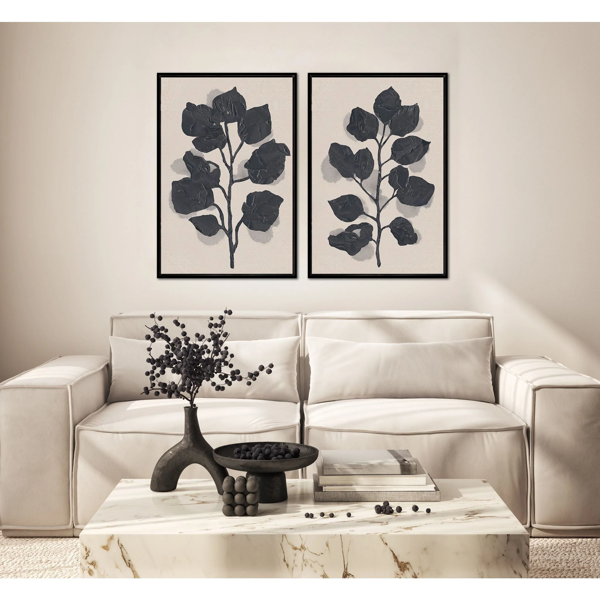 Black Rose Silhouette Wall Art (Set of 2) 25.00" x 37.00" - Image 2