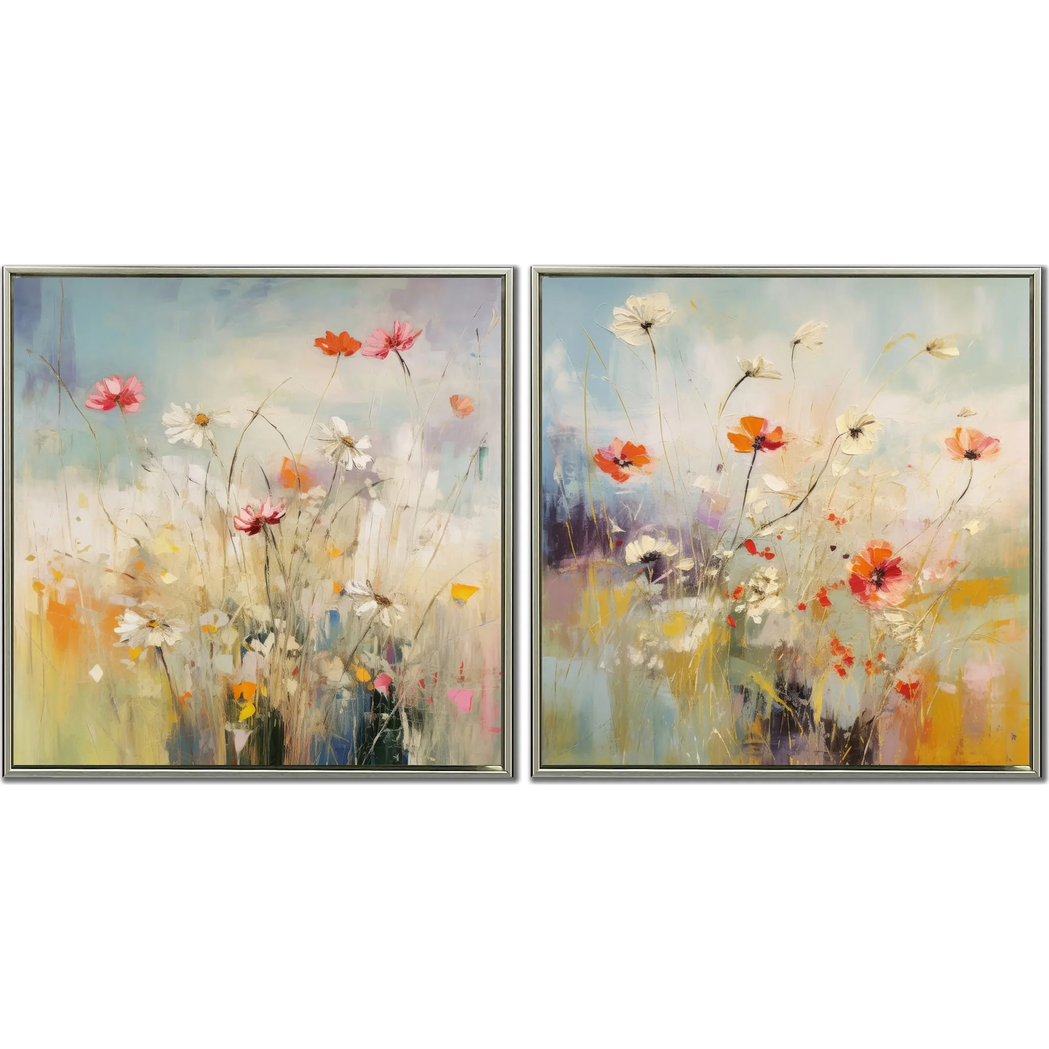 Blooms In The Meadow Wall Art (Set of 2) 25.00" x 25.00"