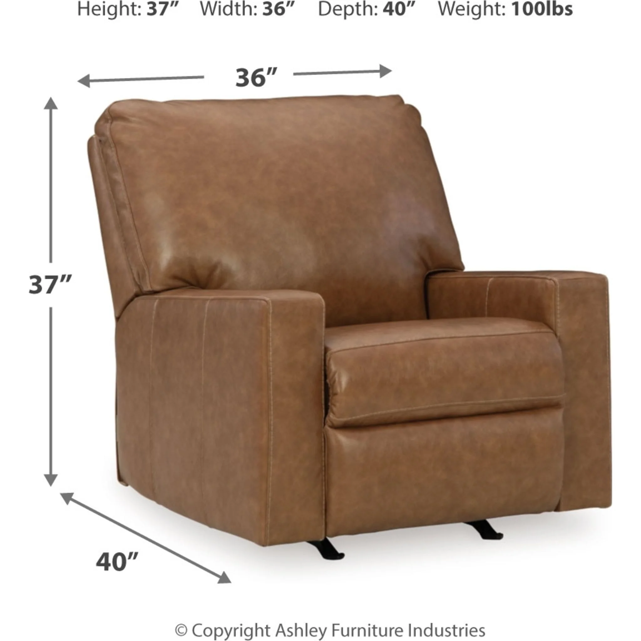 Bolsena Rocker Recliner - Caramel - Image 8