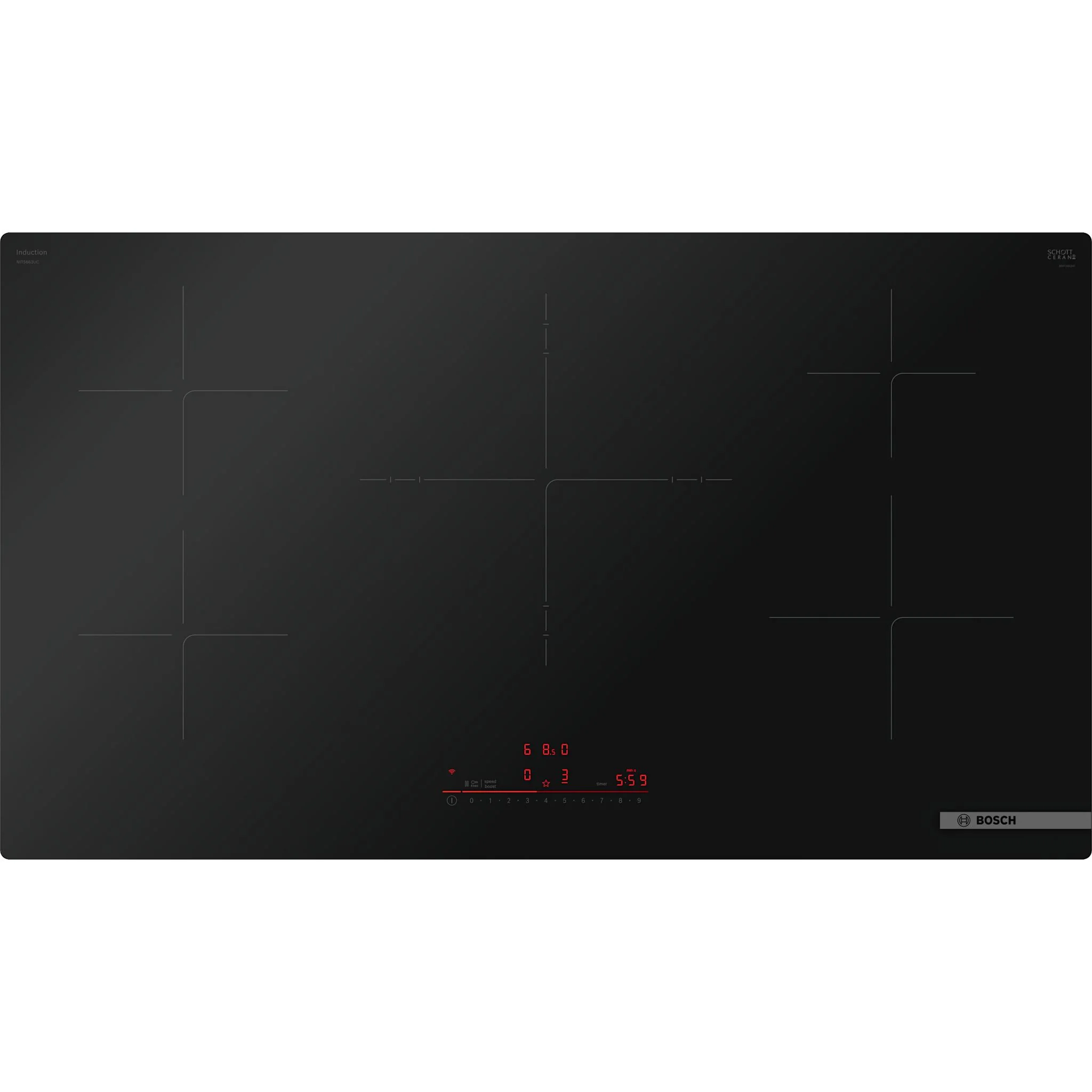 Bosch 500 Series, Induction Cooktop, 36'', surface mount without frame - Black (NIT5663UC) - Image 3