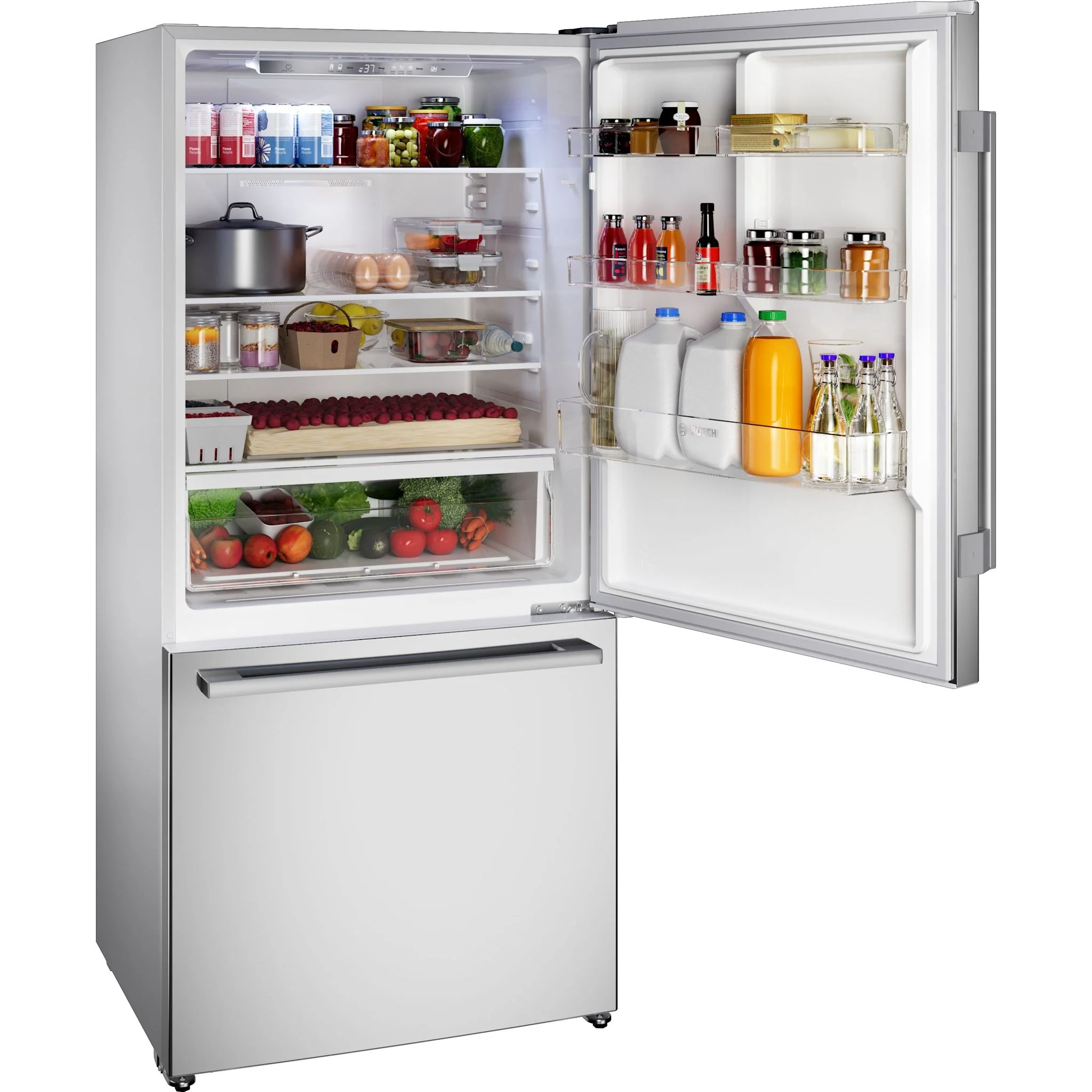 Bosch 100 Series 2-Door Bottom Mount Counter-Depth Refrigerator, No Frost & Super Cooling - Brushed Steel Anti-Fingerprint (B33CM10SNS) - Image 11