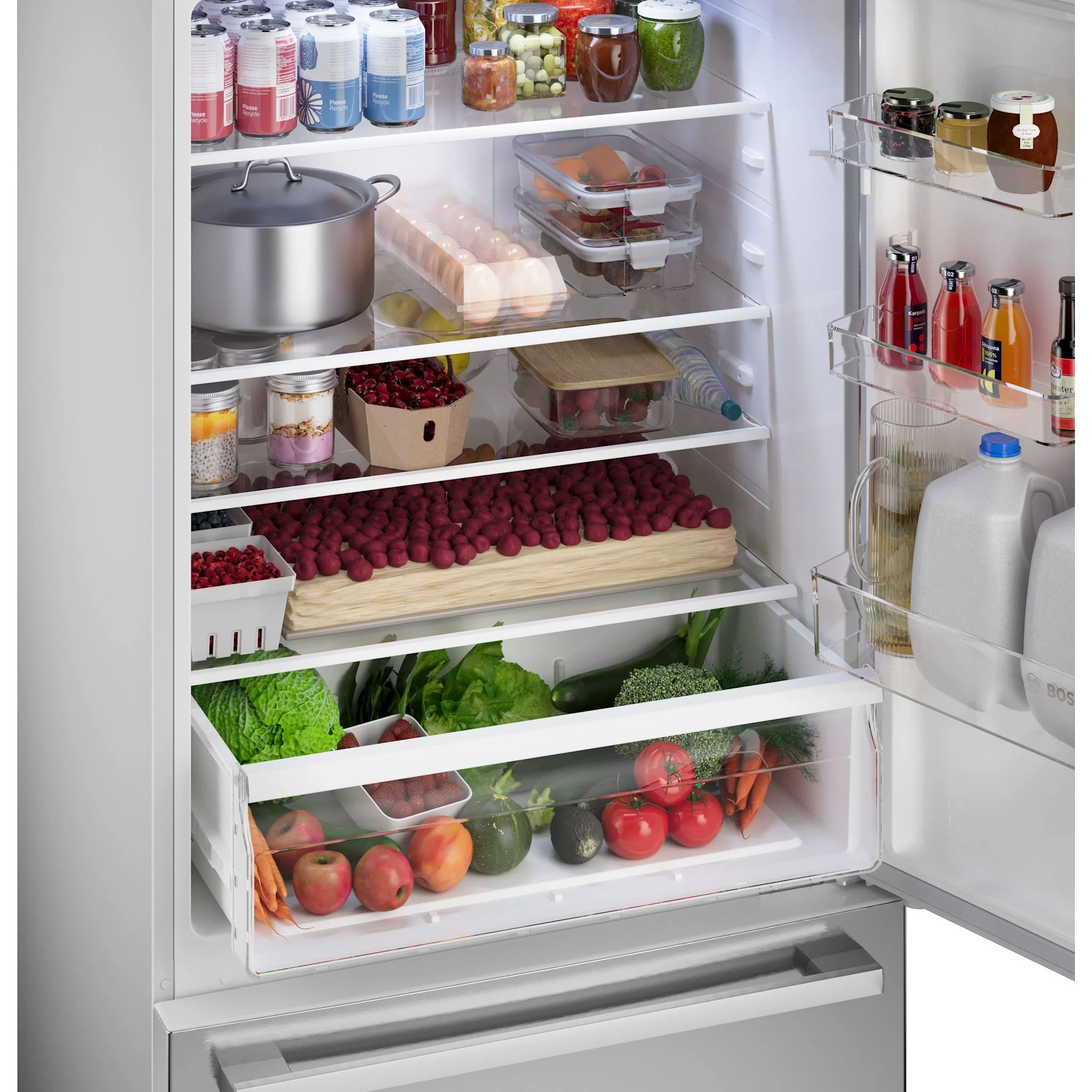 Bosch 100 Series 2-Door Bottom Mount Counter-Depth Refrigerator, No Frost & Super Cooling - Brushed Steel Anti-Fingerprint (B33CM10SNS) - Image 12