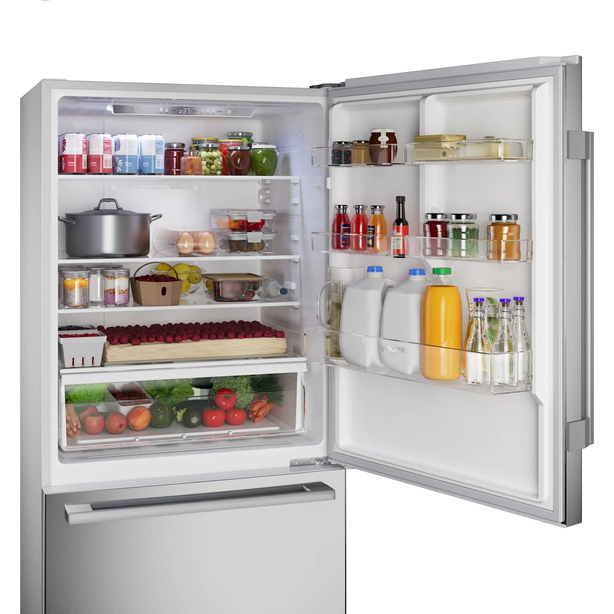Bosch 100 Series 2-Door Bottom Mount Counter-Depth Refrigerator, No Frost & Super Cooling - Brushed Steel Anti-Fingerprint (B33CM10SNS) - Image 13