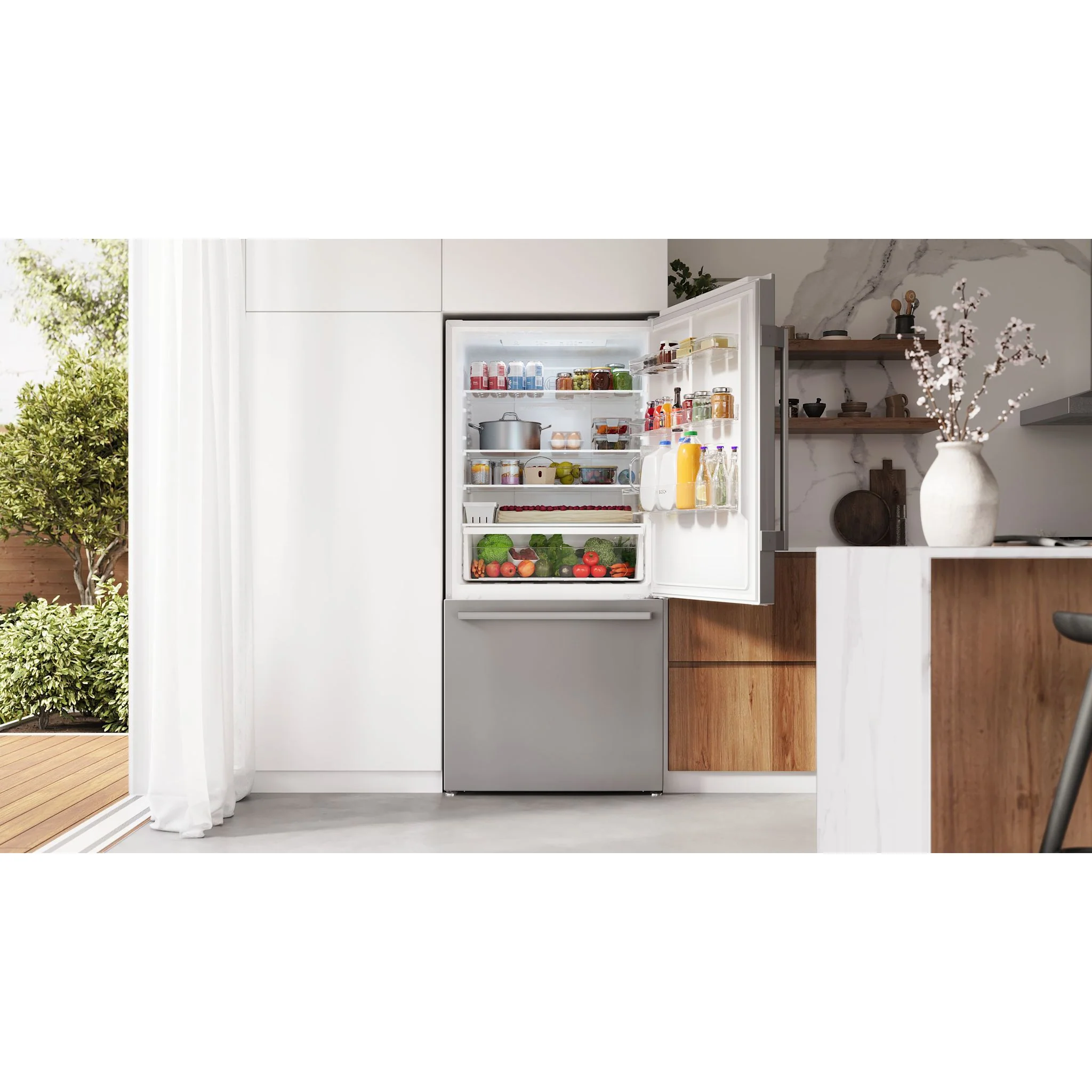 Bosch 100 Series 2-Door Bottom Mount Counter-Depth Refrigerator, No Frost & Super Cooling - Brushed Steel Anti-Fingerprint (B33CM10SNS) - Image 15