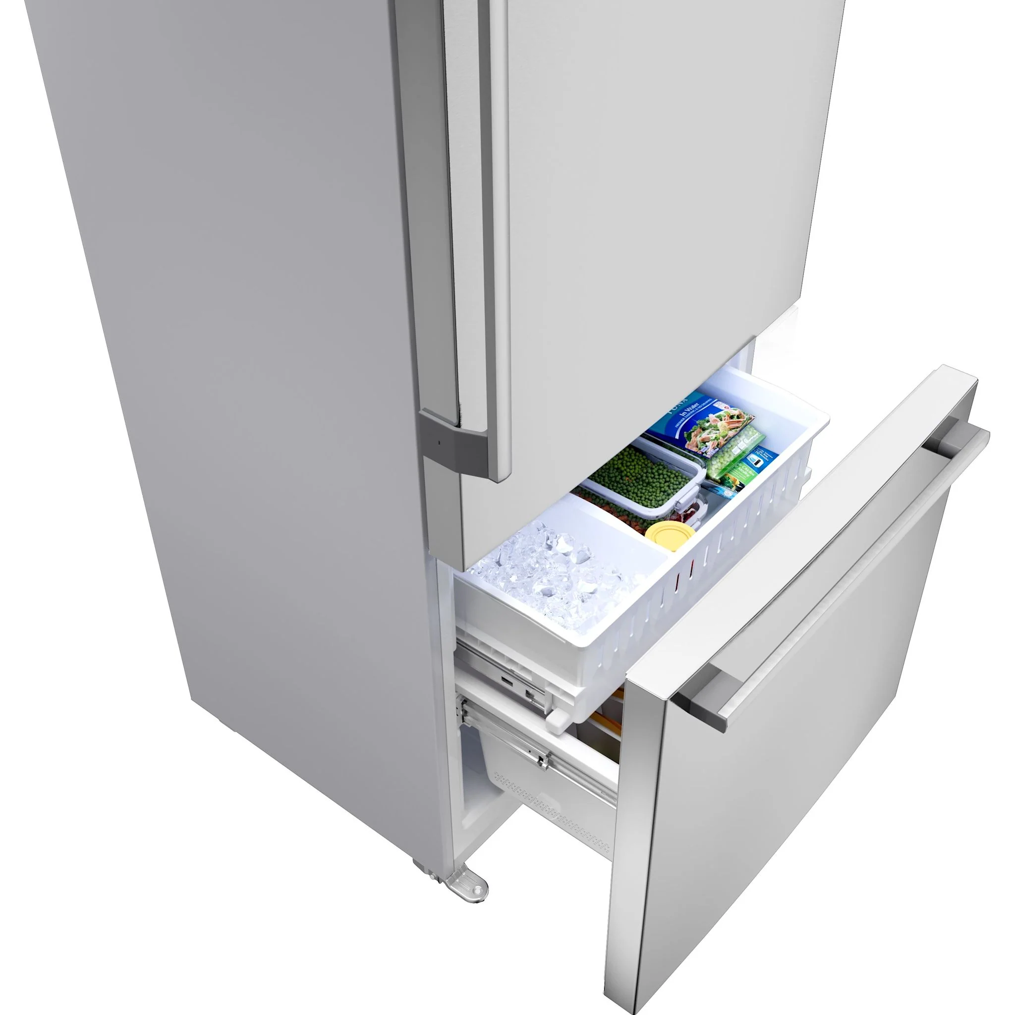 Bosch 100 Series 2-Door Bottom Mount Counter-Depth Refrigerator, No Frost & Super Cooling - Brushed Steel Anti-Fingerprint (B33CM10SNS) - Image 4