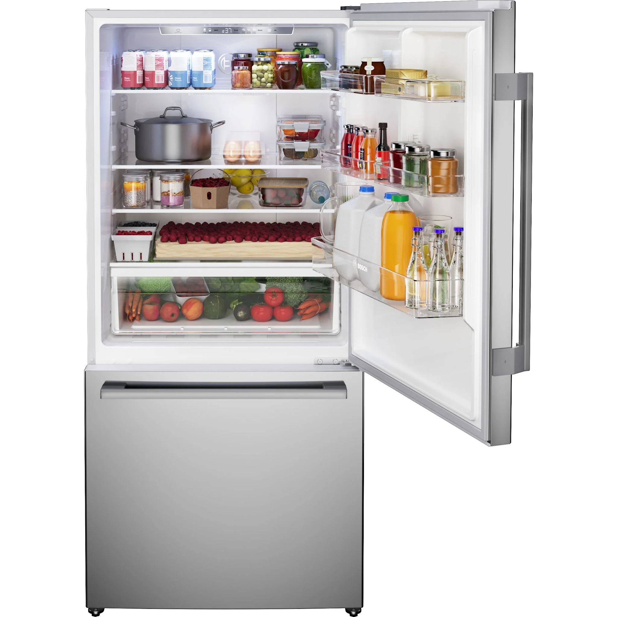 Bosch 100 Series 2-Door Bottom Mount Counter-Depth Refrigerator, No Frost & Super Cooling - Brushed Steel Anti-Fingerprint (B33CM10SNS) - Image 6