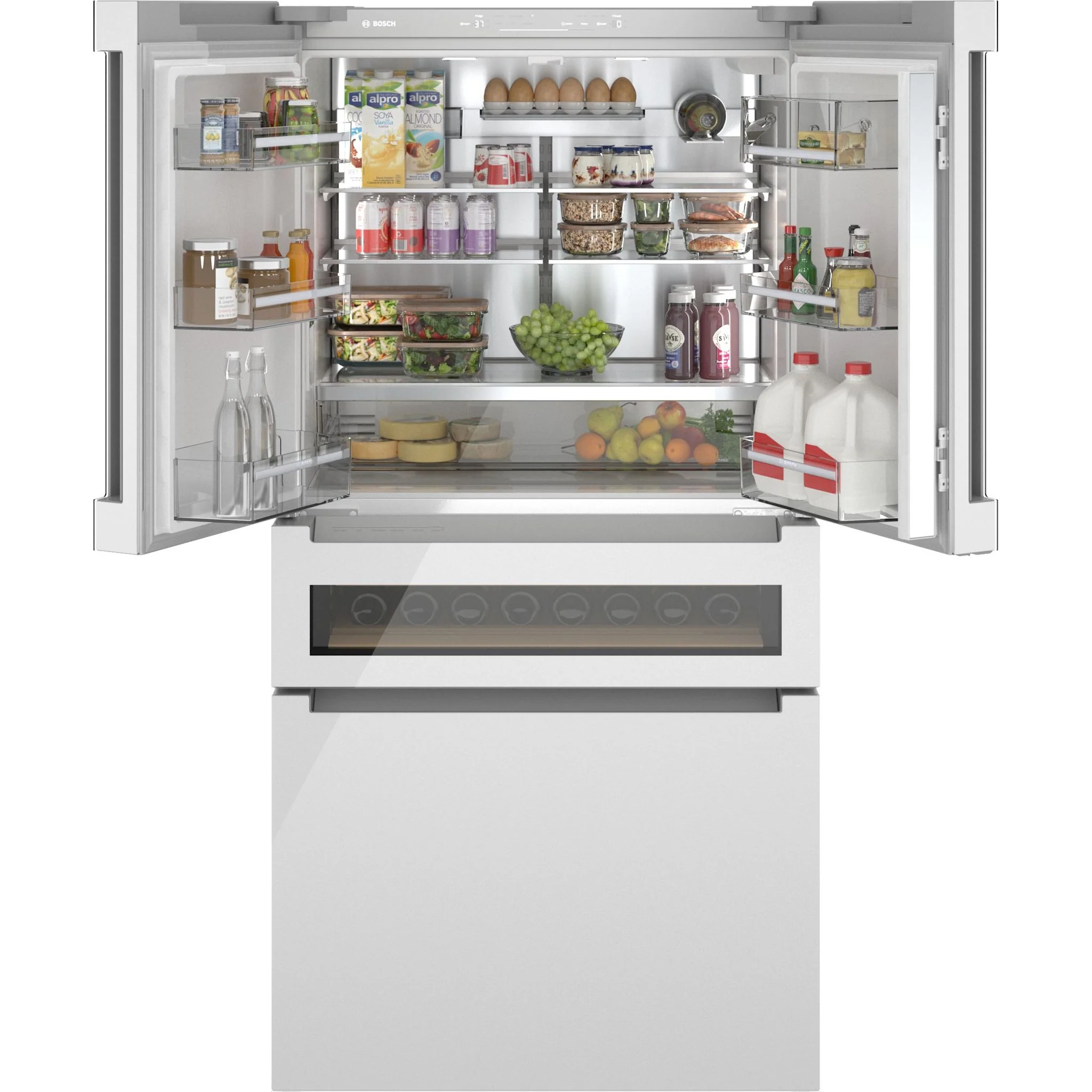 Bosch 800 Series, French Door Bottom Mount Refrigerator, Glass door, 36'' - Glass Over Artic White (B36CL81ENW) - Image 17
