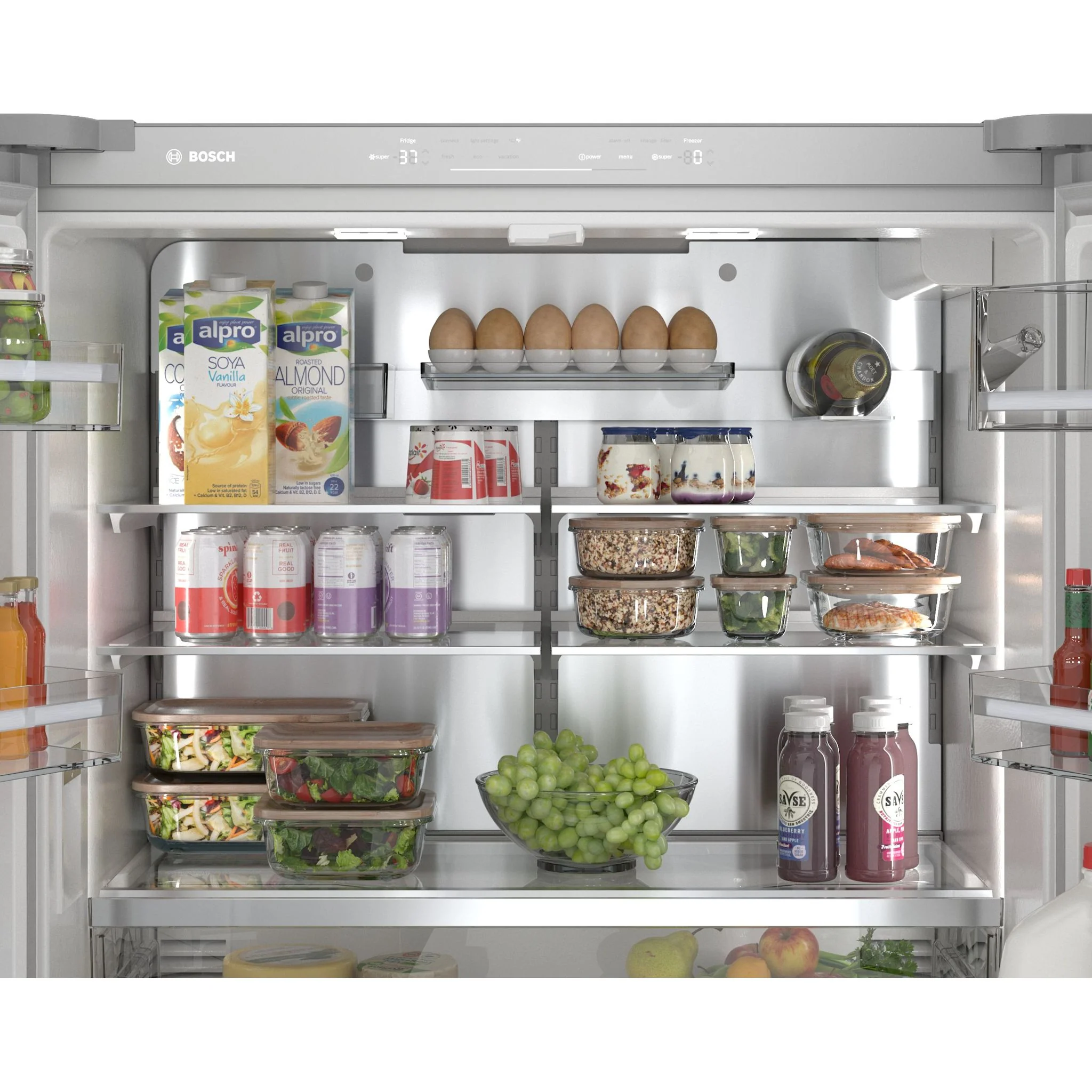 Bosch 800 Series, French Door Bottom Mount Refrigerator, Glass door, 36'' - Glass Over Artic White (B36CL81ENW) - Image 23