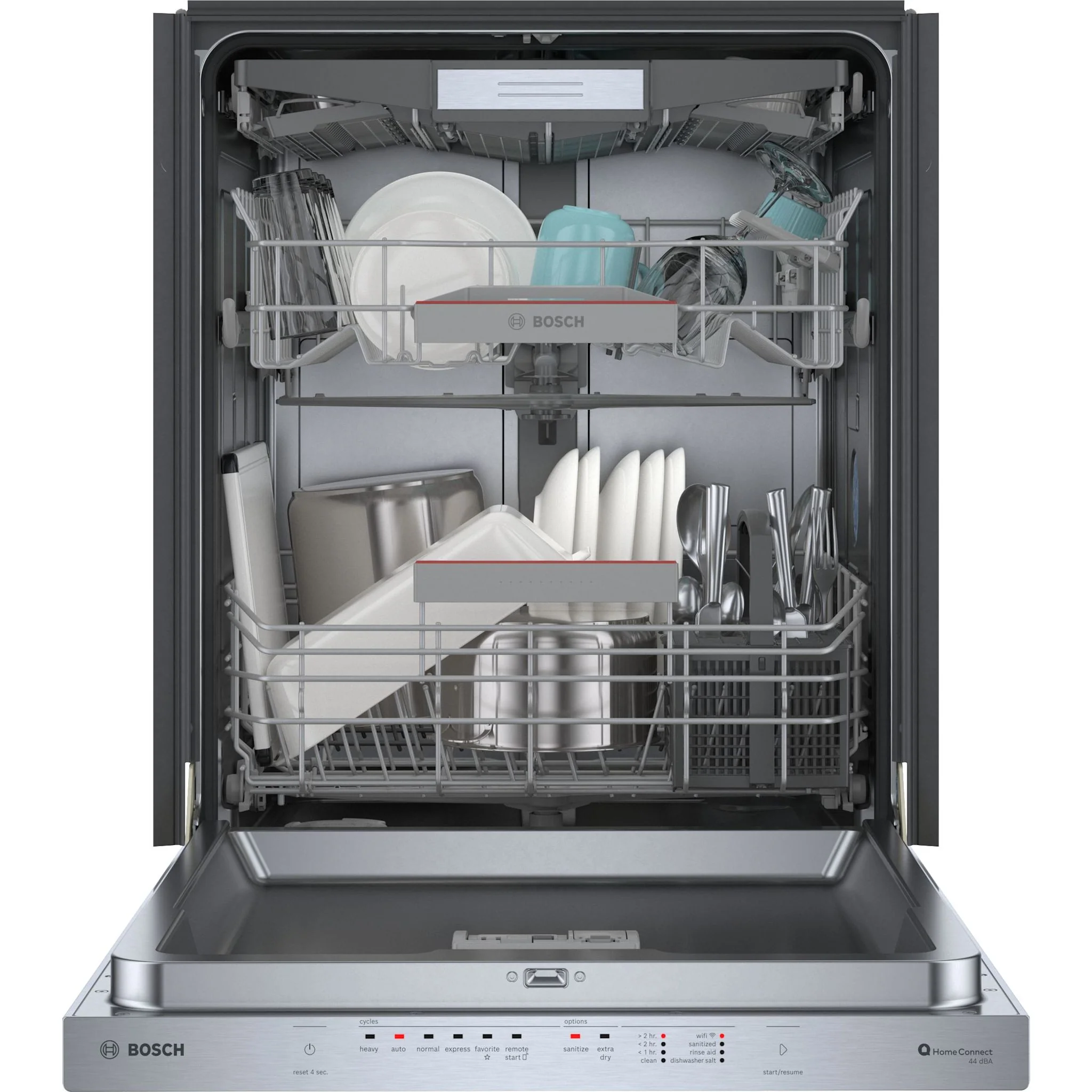 Bosch Pocket Hndl, 5/3 cycles, 44 dBA, Flex 3rd rack, Aquastop Plus, SS - Brushed steel anti-fingerprint (SHP65CC5UC) - Image 4
