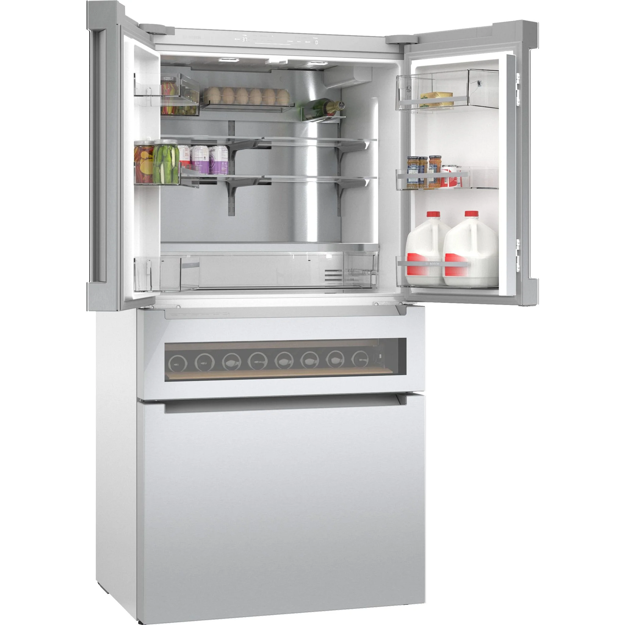 Bosch 800 Series, French Door Bottom Mount Refrigerator, Glass door, 36'' - Stainless Steel (B36CL81ENG) - Image 4