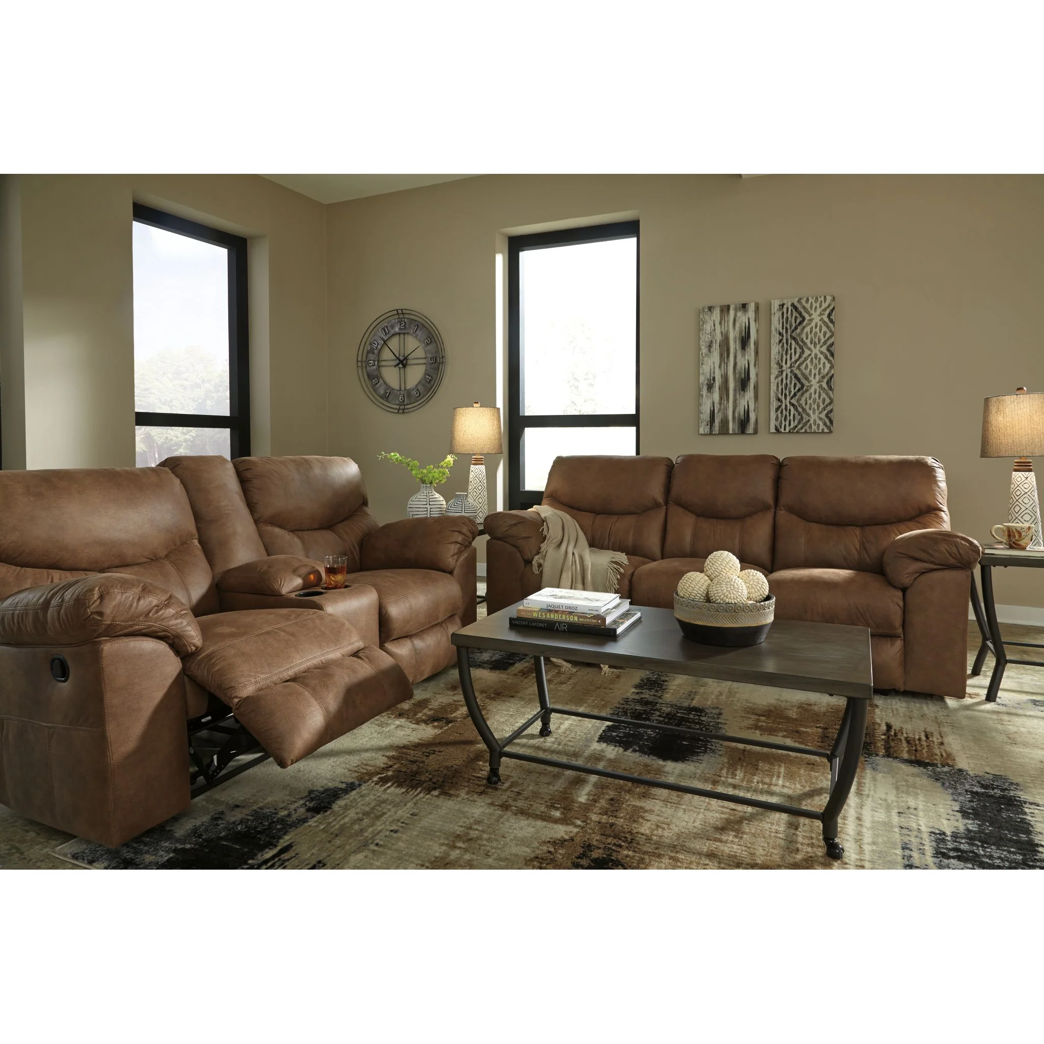 Boxberg Reclining Loveseat with Console - Bark - Image 10