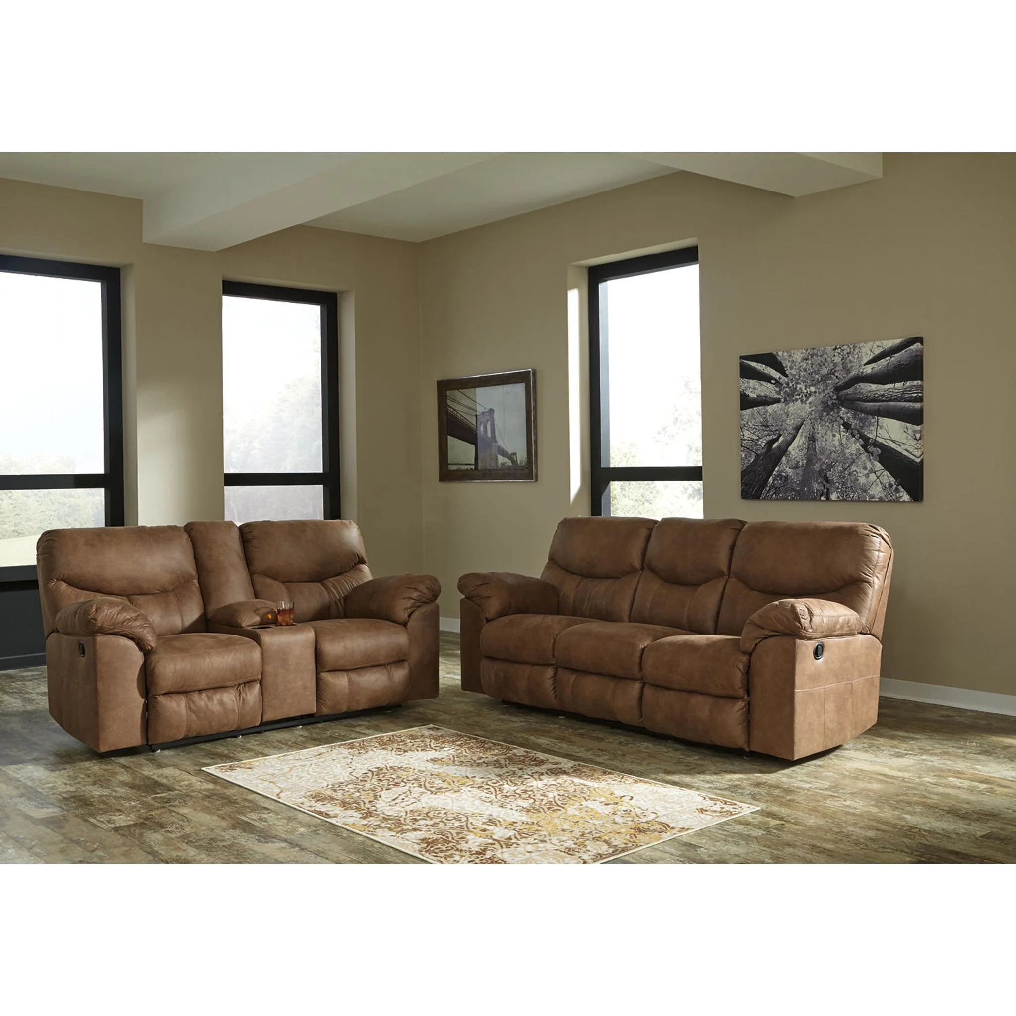 Boxberg Reclining Loveseat with Console - Bark - Image 12