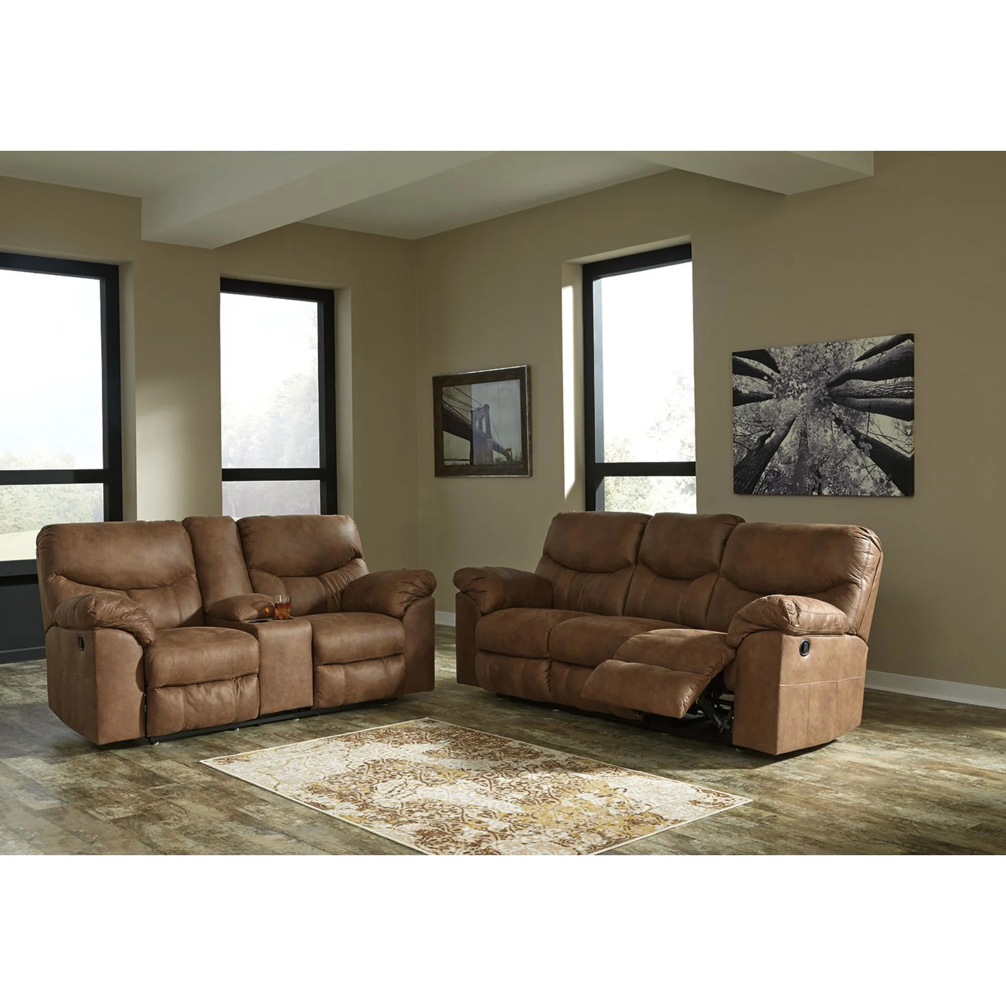 Boxberg Reclining Loveseat with Console - Bark - Image 13