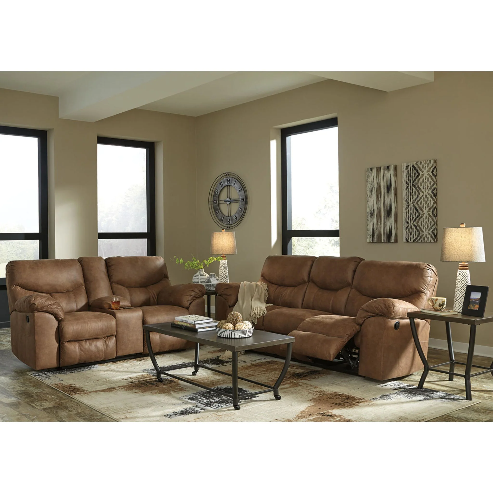 Boxberg Reclining Loveseat with Console - Bark - Image 14