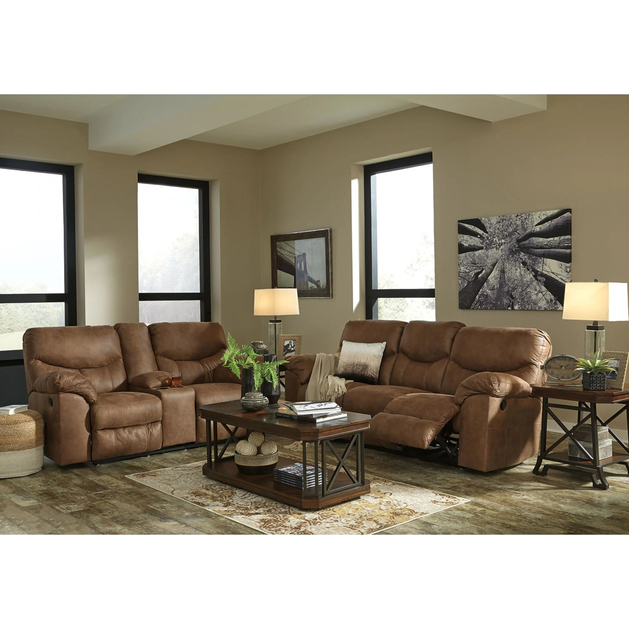 Boxberg Reclining Loveseat with Console - Bark - Image 15