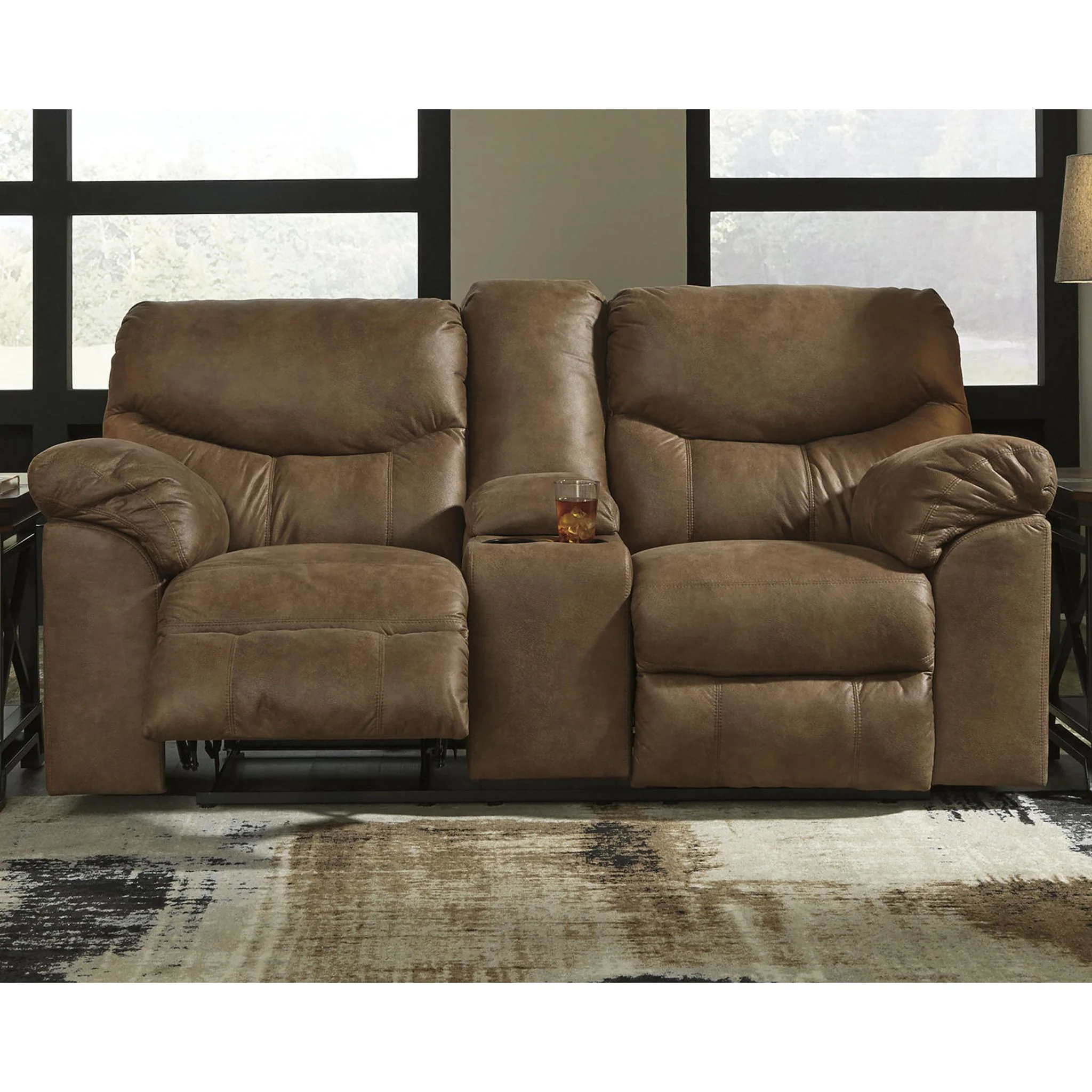 Boxberg Reclining Loveseat with Console - Bark - Image 16