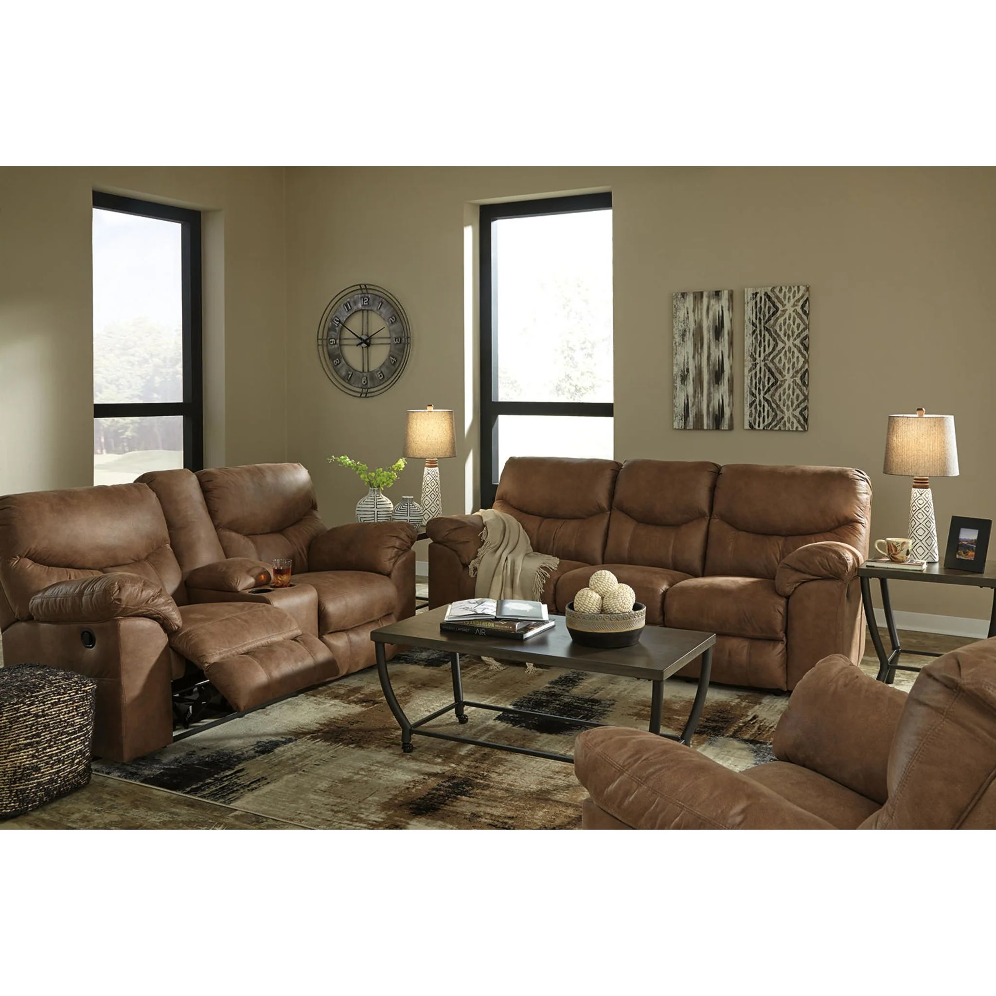 Boxberg Reclining Loveseat with Console - Bark - Image 22