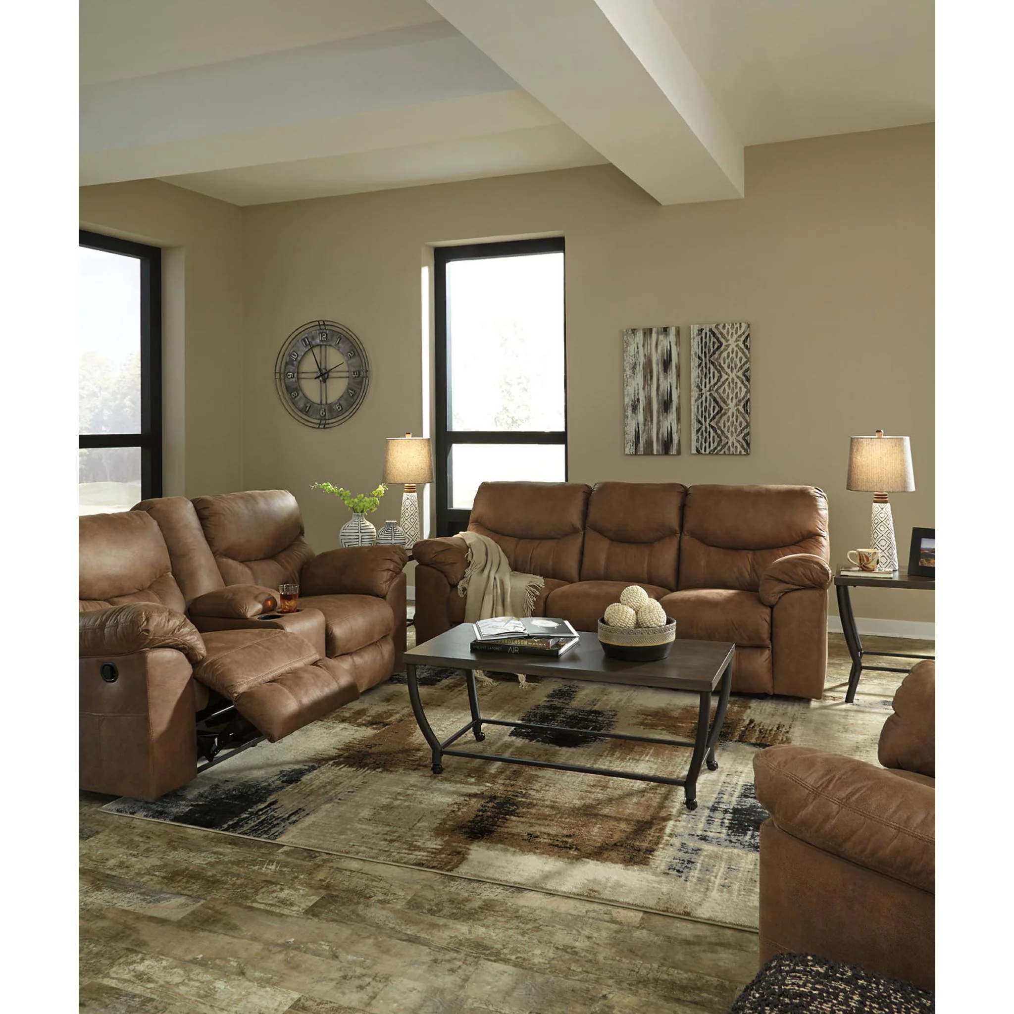 Boxberg Reclining Loveseat with Console - Bark - Image 24