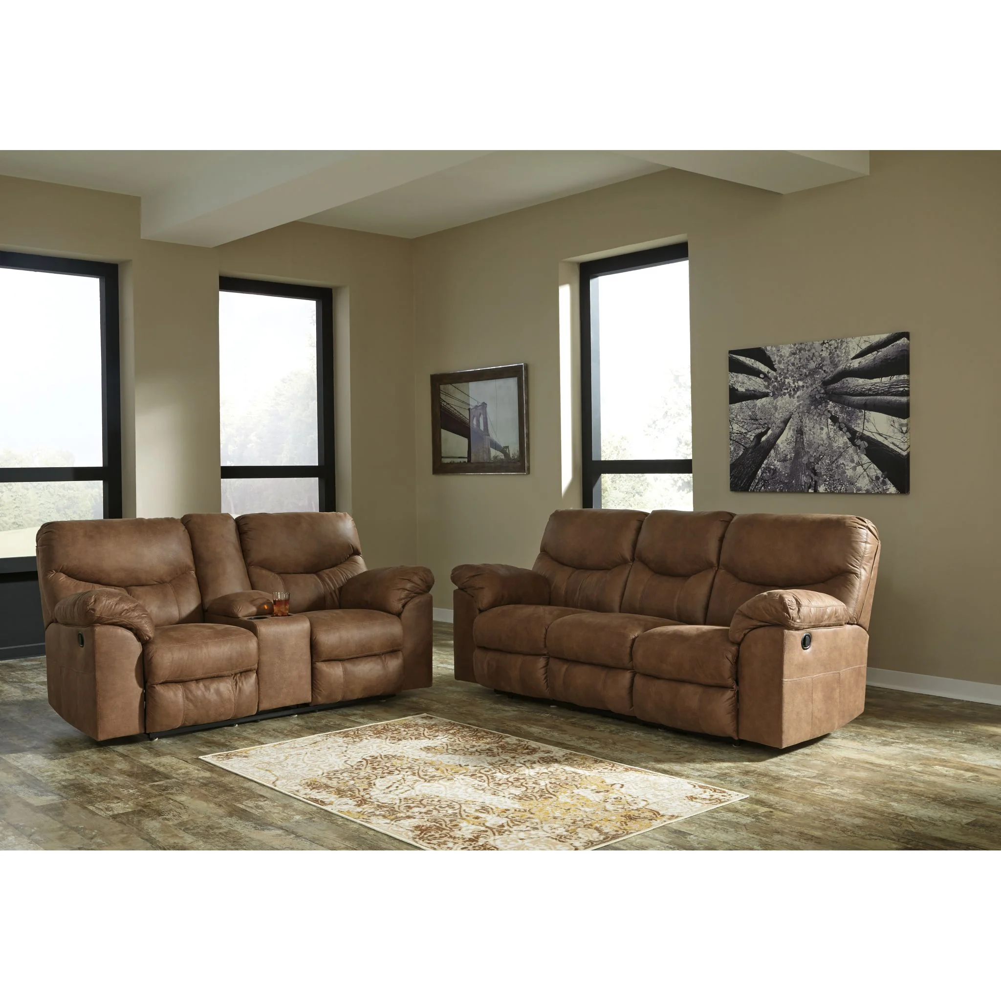 Boxberg Reclining Loveseat with Console - Bark - Image 5