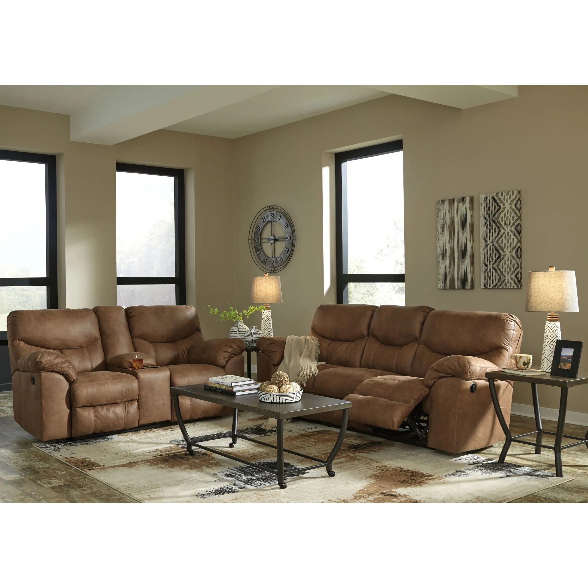 Boxberg Reclining Loveseat with Console - Bark - Image 6