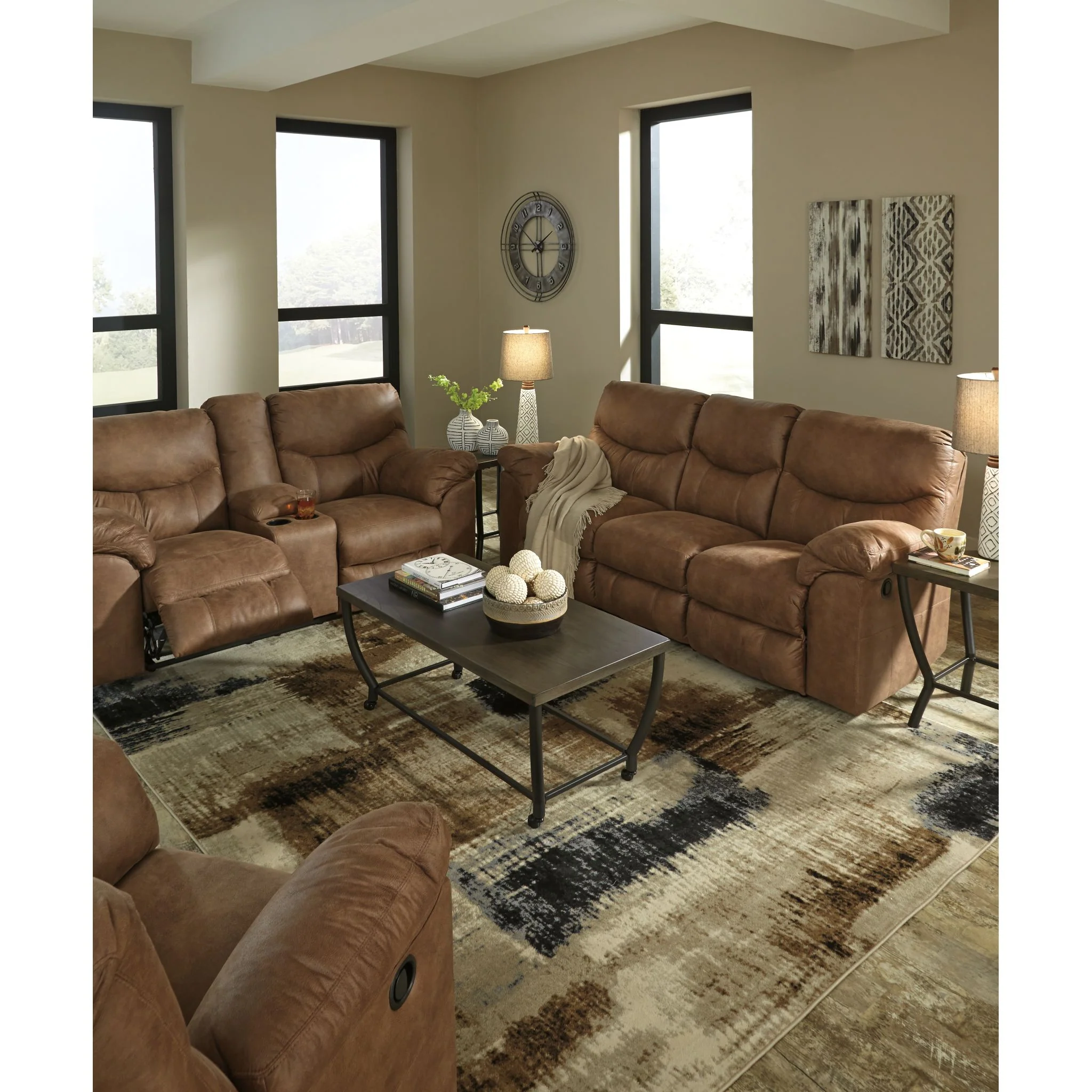 Boxberg Reclining Loveseat with Console - Bark - Image 8