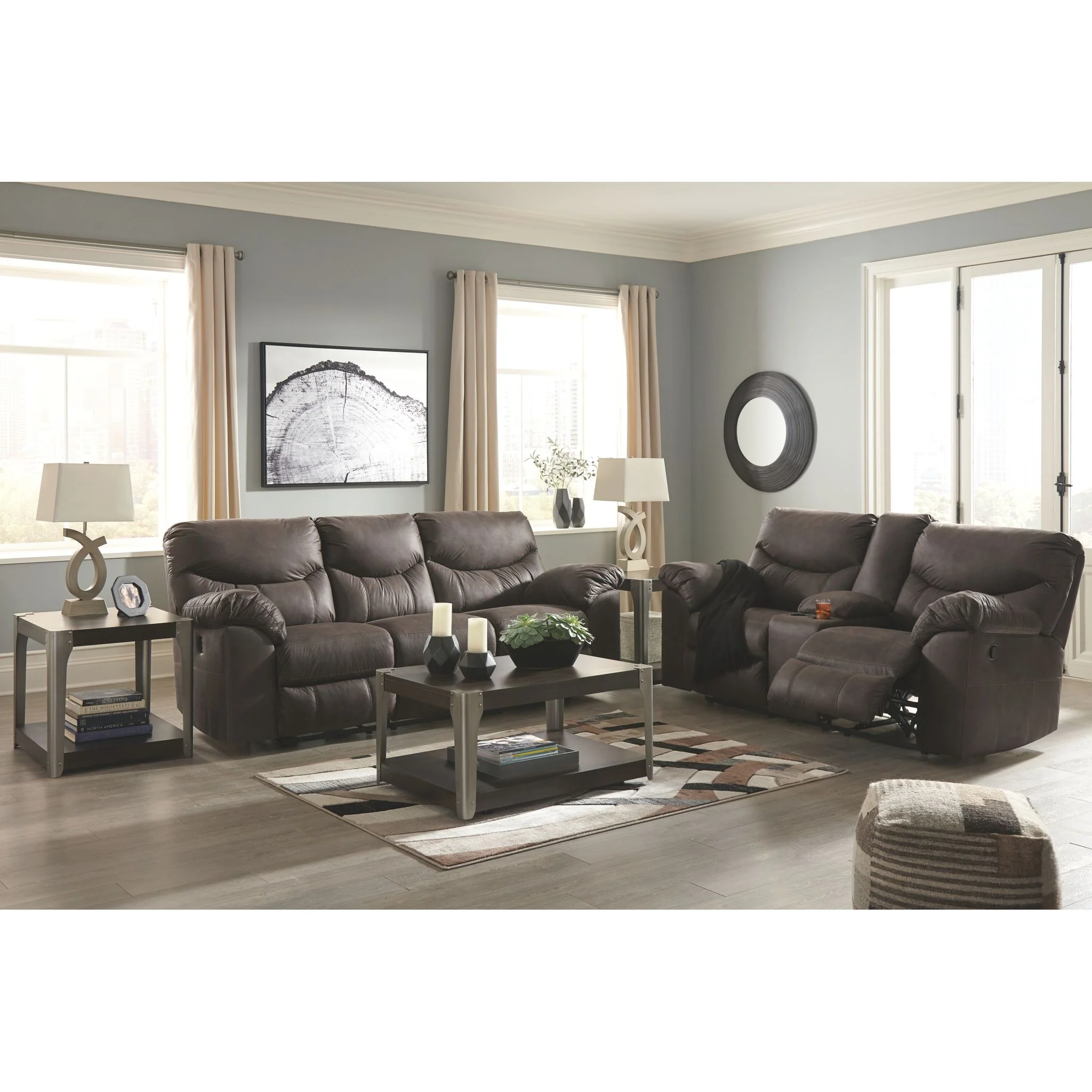 Boxberg Reclining Loveseat with Console - Teak - Image 3