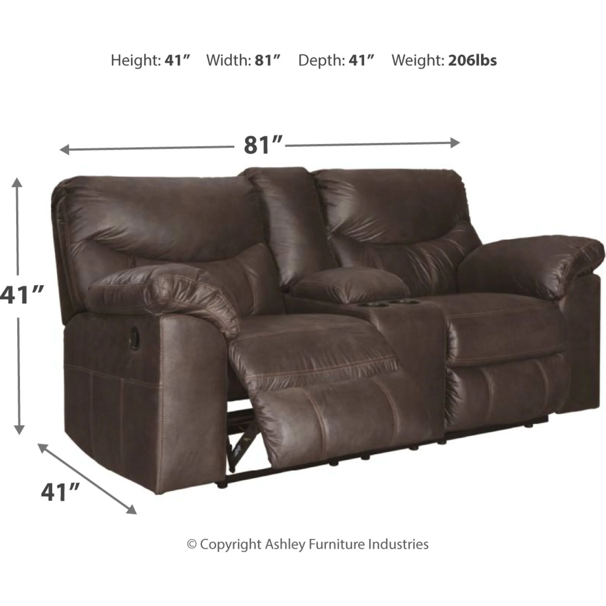 Boxberg Reclining Loveseat with Console - Teak - Image 4