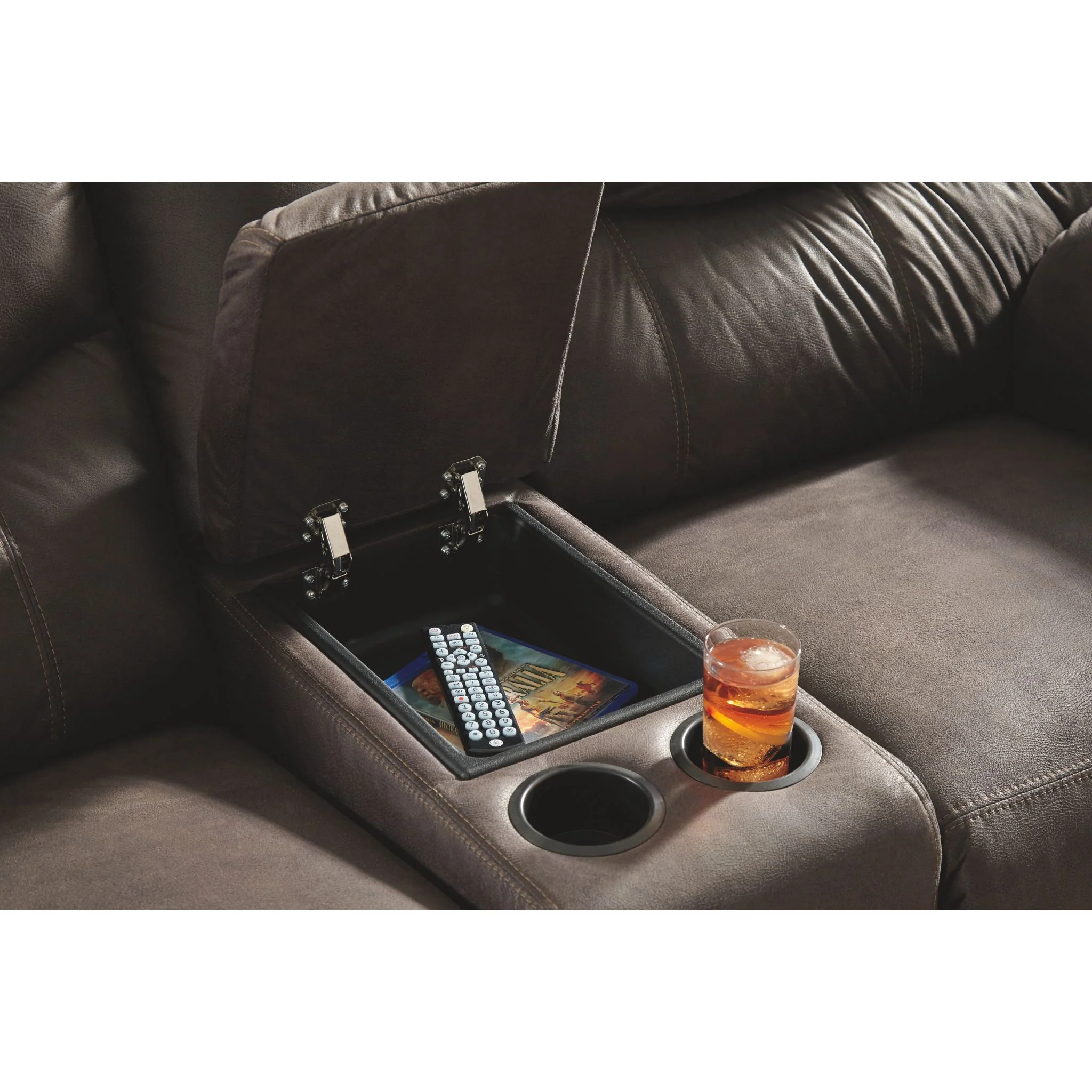 Boxberg Reclining Loveseat with Console - Teak - Image 6